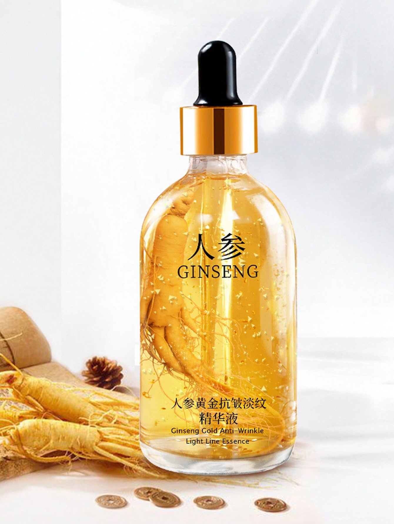 2PCS Ginseng Polypeptide Anti-Ageing Essence, Ginseng Anti Wrinkle Serum, Ginseng Anti Aging Essence, Gold Ginseng Face Serum, Ginseng Essential Oil Reduce Fine Lines