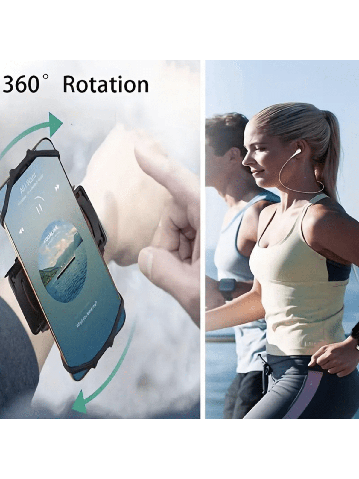 1pc Phone Holder For Running Wristband 360° Rotatable Wrist Armband Case Compatible With Iphone 15 14 13 12 11 Pro Max Mini Xs XR X 8 Plus Compatible With Samsung Galaxy Note 21 S20  For Pixel For Sports Workout Jogging