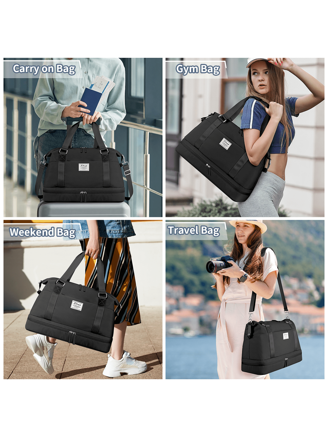 ETRONIK Weekender Bags For Women, Gym Bag With Shoes Compartment