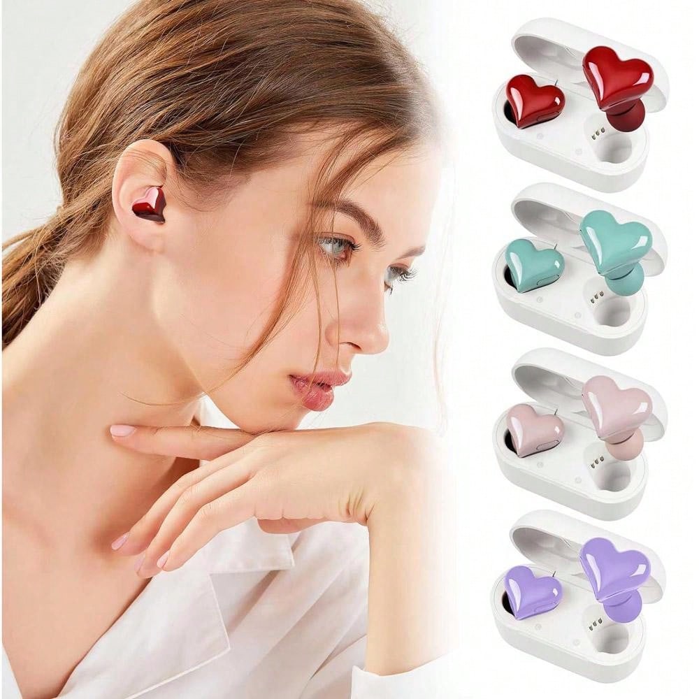 Heart Shaped True Wireless Earbuds Bluetooth 5.3 Headphones Earphones Headset - In Ear Noise Reduction With Charging Case