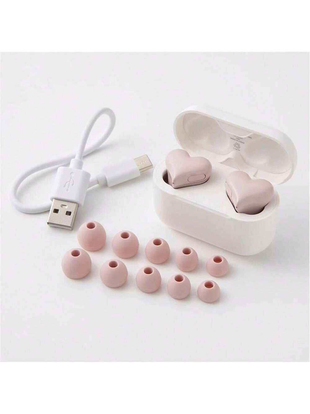 Heart Shaped True Wireless Earbuds Bluetooth 5.3 Headphones Earphones Headset - In Ear Noise Reduction With Charging Case