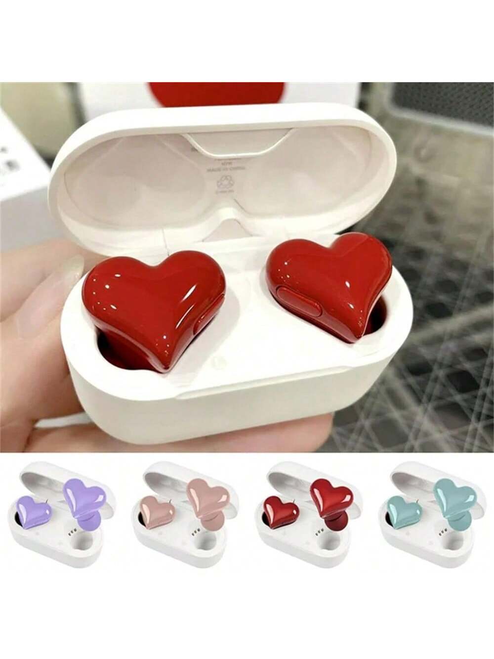 Heart Shaped True Wireless Earbuds Bluetooth 5.3 Headphones Earphones Headset - In Ear Noise Reduction With Charging Case