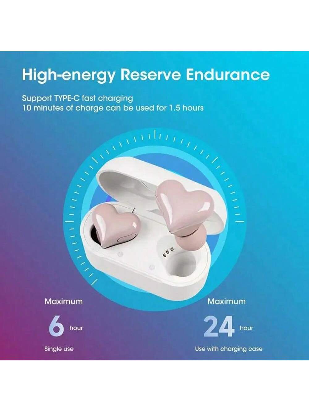 Heart Shaped True Wireless Earbuds Bluetooth 5.3 Headphones Earphones Headset - In Ear Noise Reduction With Charging Case