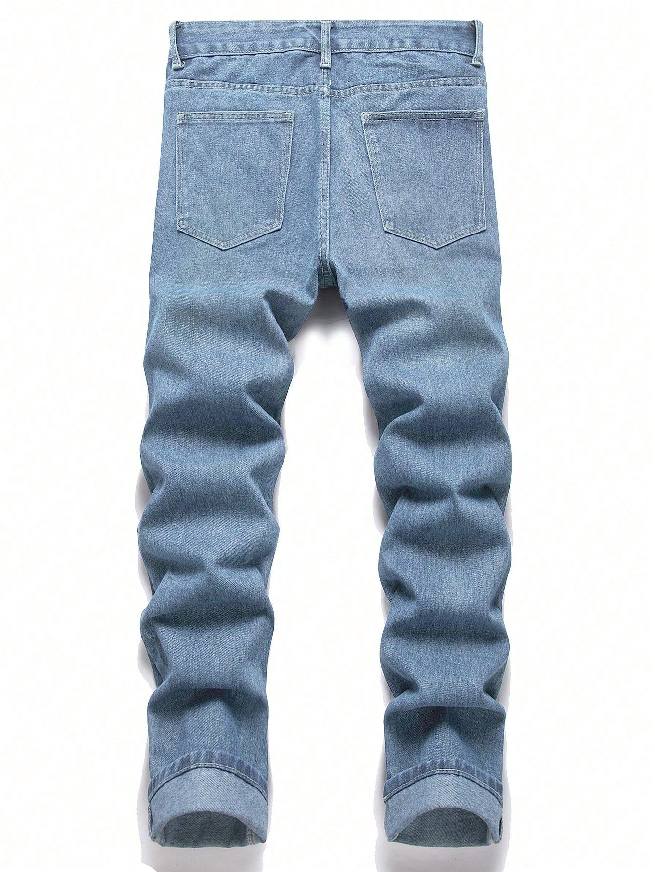 Men Ripped Straight Leg Jeans