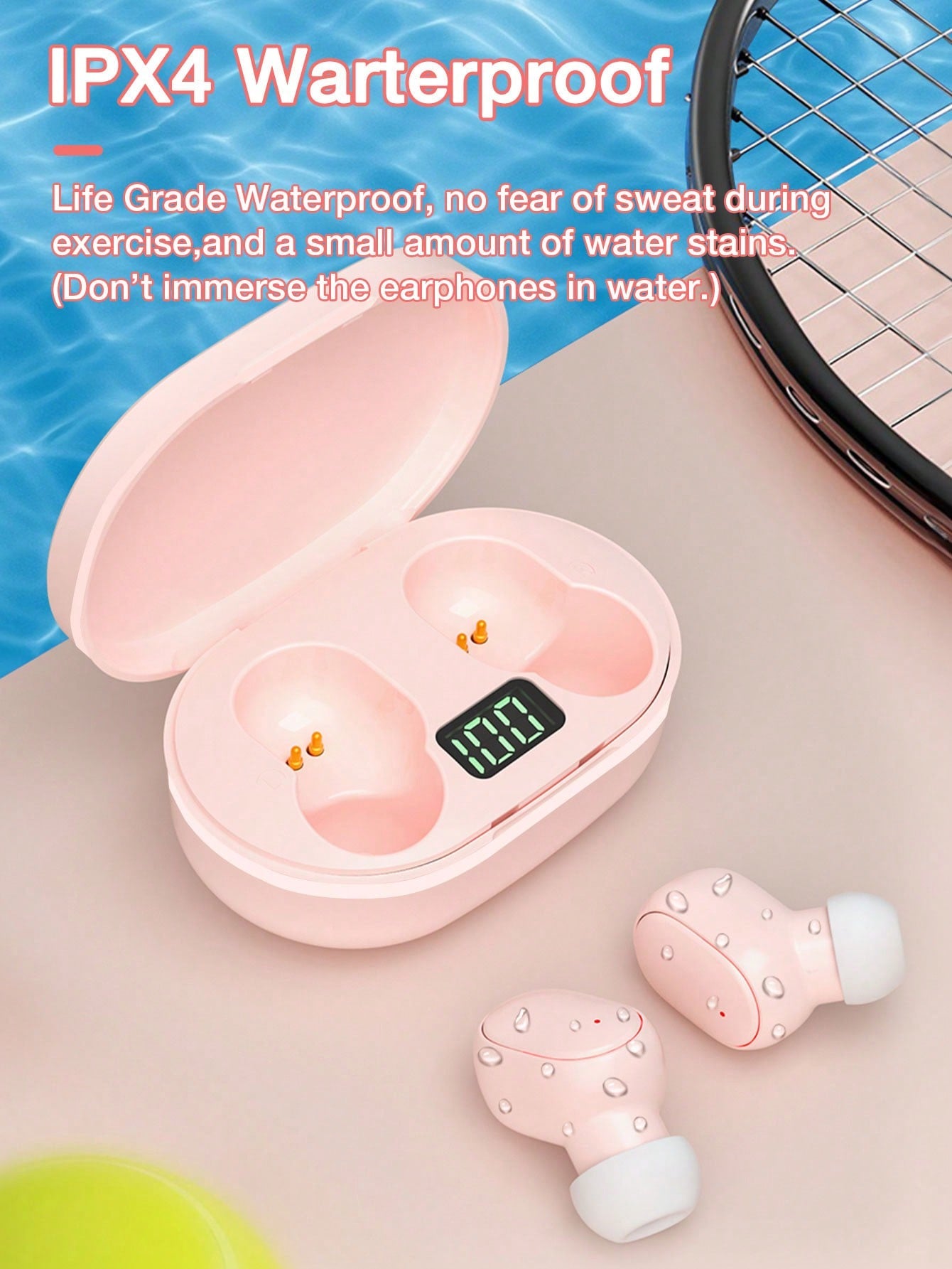 [Upgrade Version]Mini Wireless Earbuds In Ear Light-Weight Headphones, Built-In Microphone, Waterproof, Immersive Premium Sound Long Distance Connection Headset With Charging Case