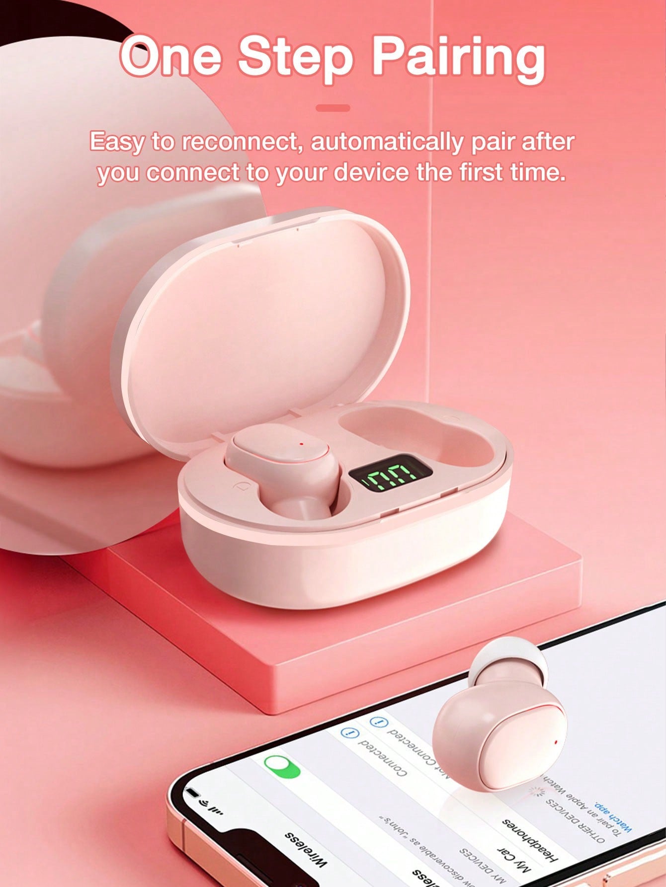 [Upgrade Version]Mini Wireless Earbuds In Ear Light-Weight Headphones, Built-In Microphone, Waterproof, Immersive Premium Sound Long Distance Connection Headset With Charging Case