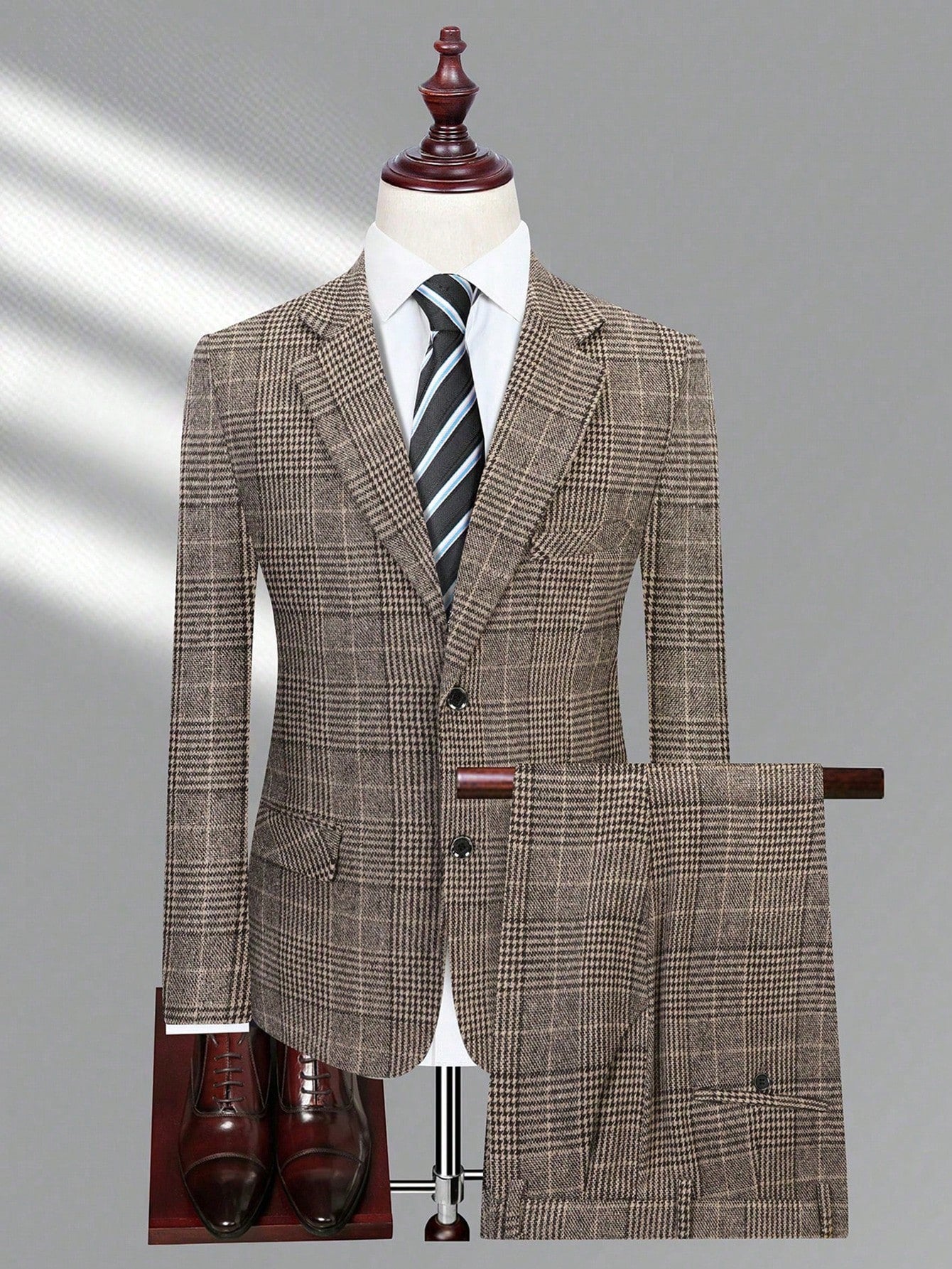 Manfinity Mode Men's Plaid Suit Collar Suit