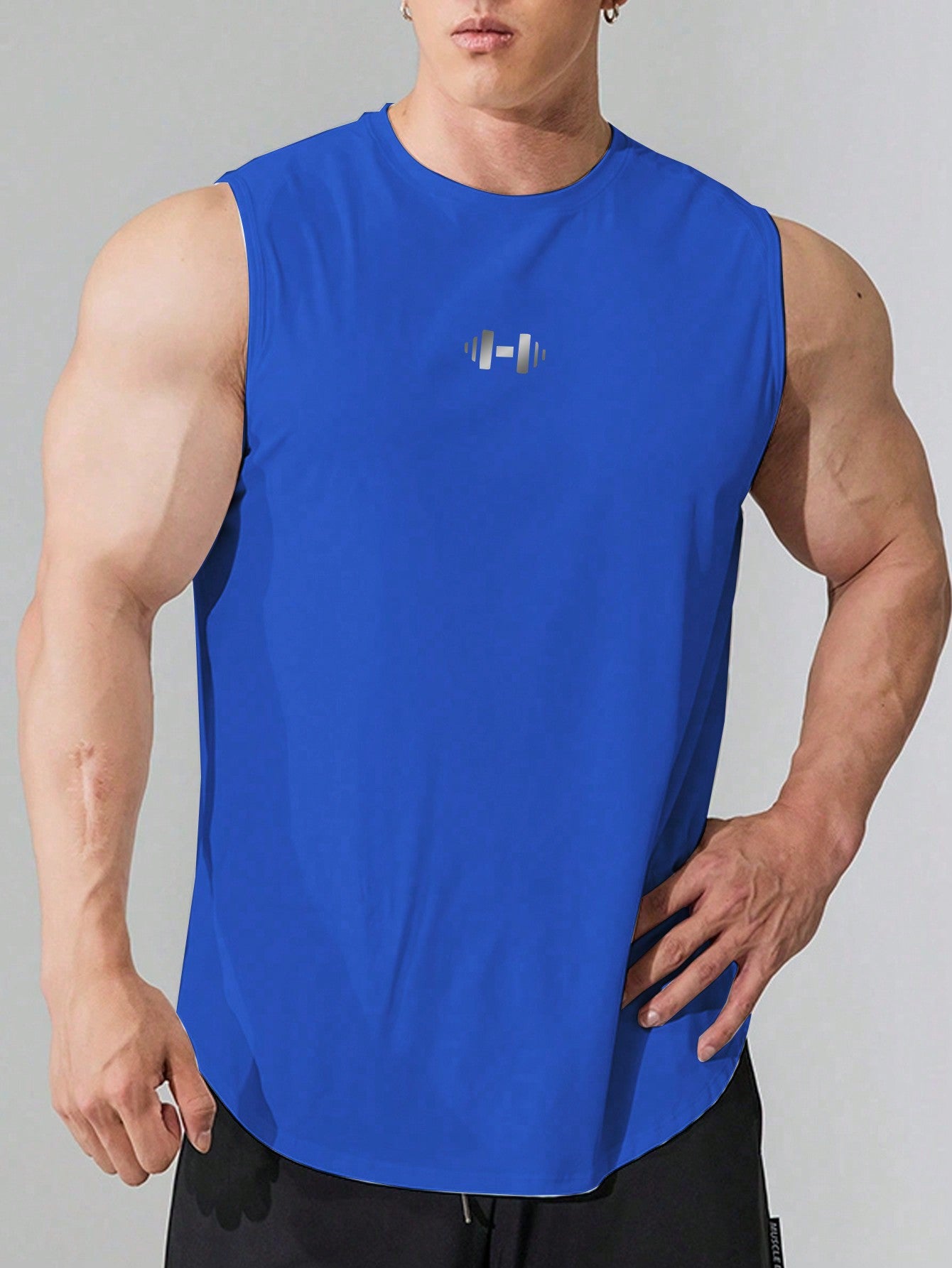 Manfinity Sport PWRUP Boyfriend Style Men's Dumbbell Printed Athletic Tank Top Workout Tops