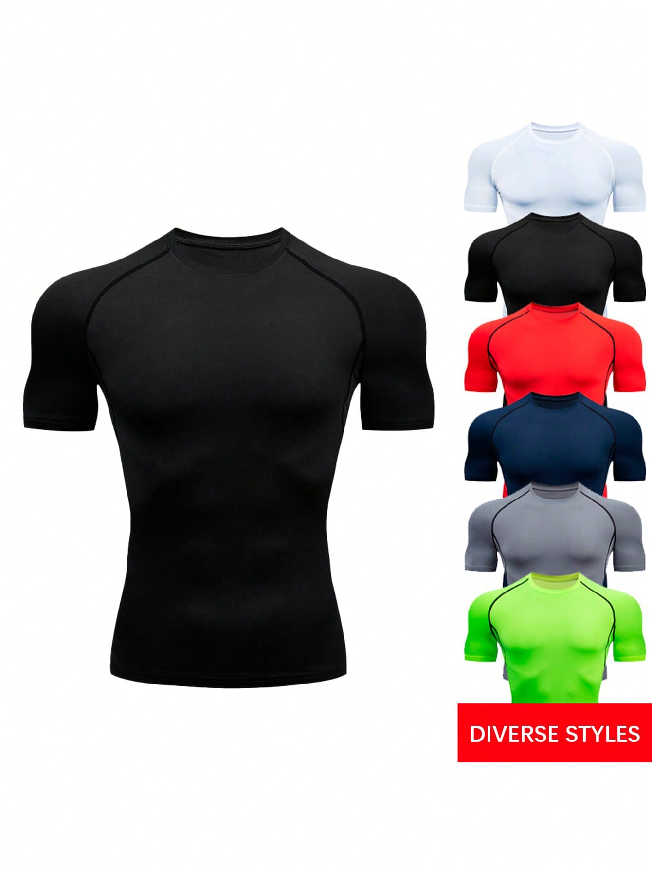 3pcs Boyfriend Style Men's Compression Short Sleeve Shirt For Gym, Running And Workout