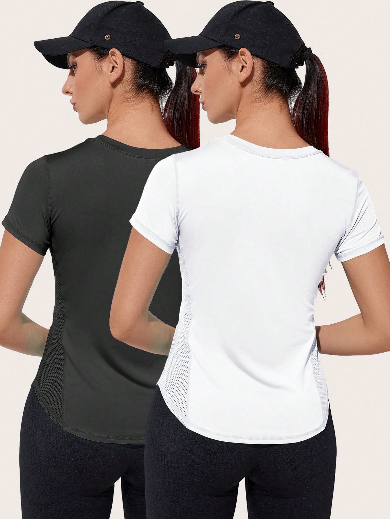 SHEIN Sport Studio Fashionable Short Sleeve Sports T-Shirt With Breathable, Sweat-Wicking And Quick-Drying Mesh Panels