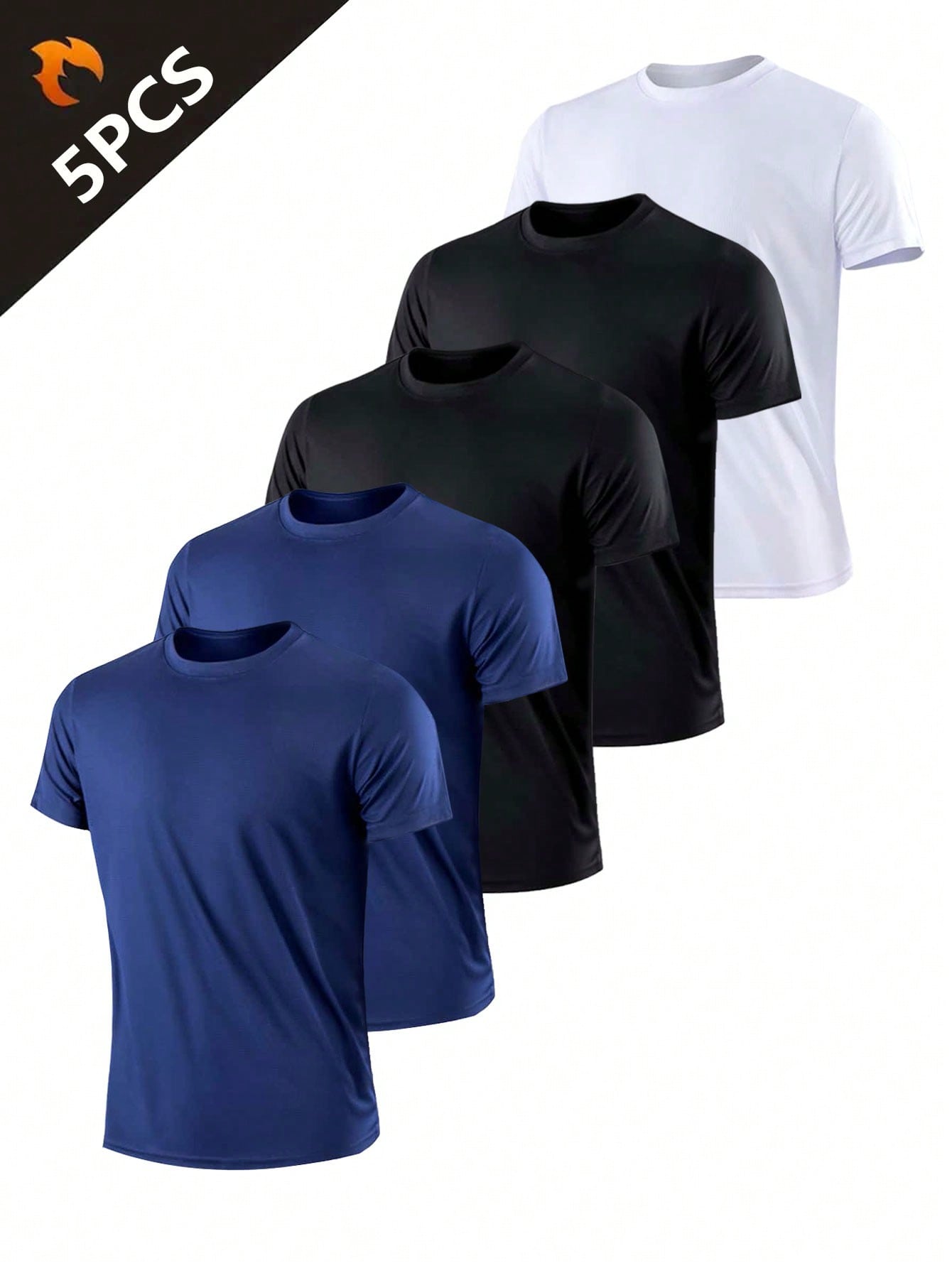 5PCS Boyfriend Style Men's Solid Color Ultralight Quick Dry Sport T-Shirt, Breathable Lightweight Top For Fitness Training Workout Running Gym Compression Shirt