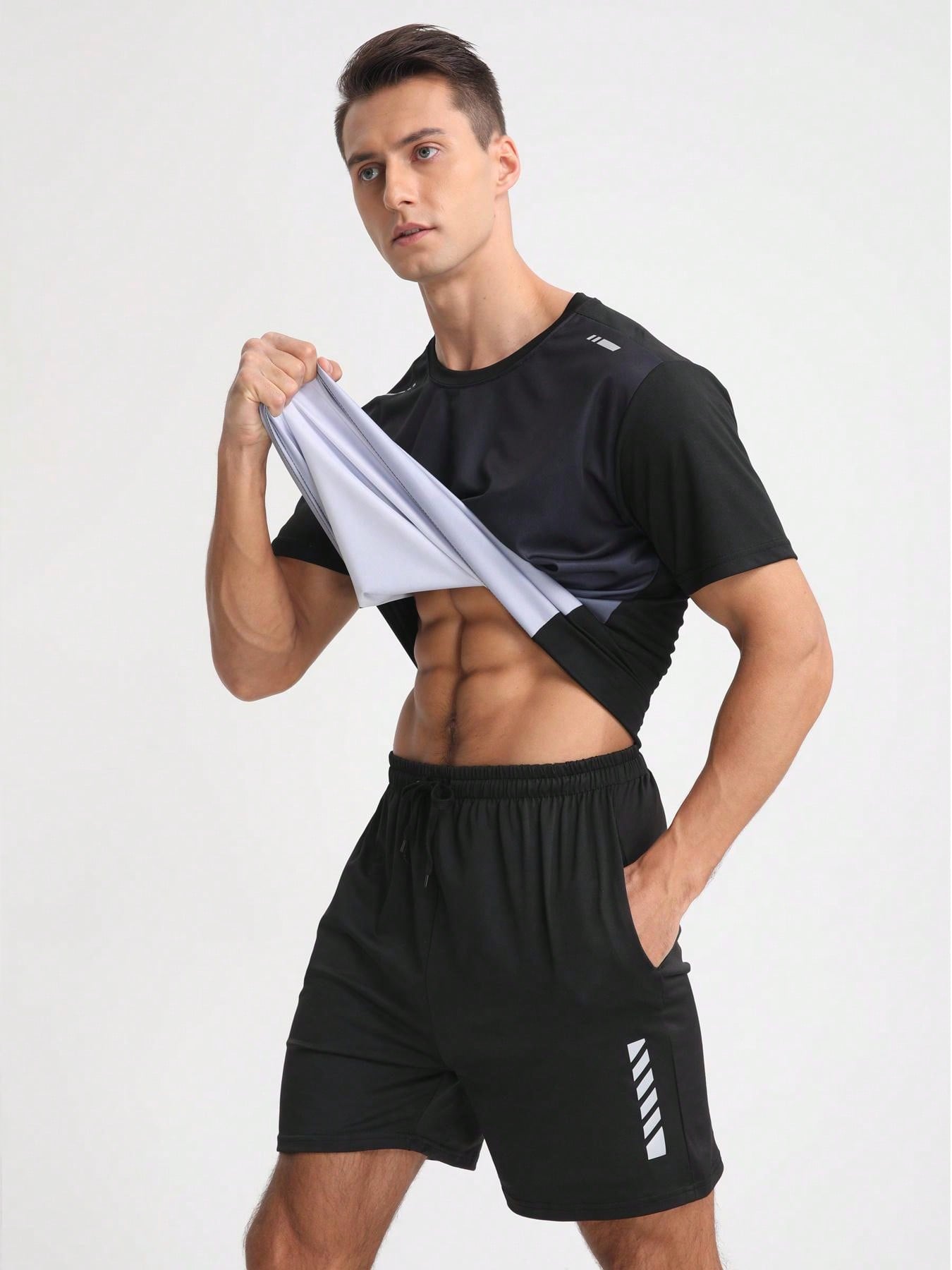 Boyfriend Style Men Quick-Drying Gradient Short Sleeve Loose Fitness Running Sport T-Shirt For Summer