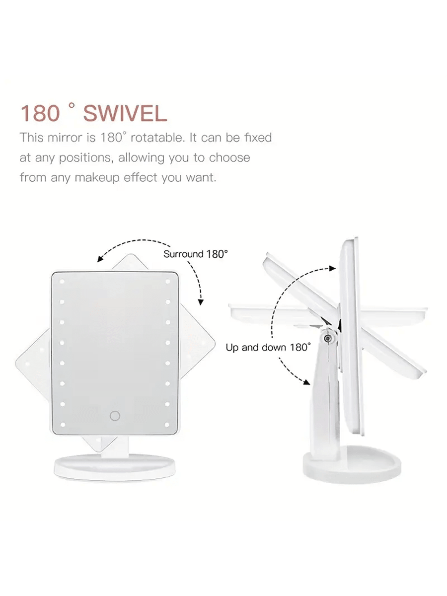 1pc 16led Makeup Mirror Light With Usb/Battery Dual Power Supply, Rotatable Tabletop Mirror With 3 Touch Screen Light Modes