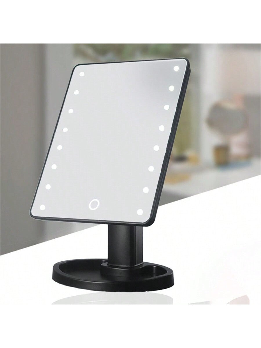 1pc 16led Makeup Mirror Light With Usb/Battery Dual Power Supply, Rotatable Tabletop Mirror With 3 Touch Screen Light Modes