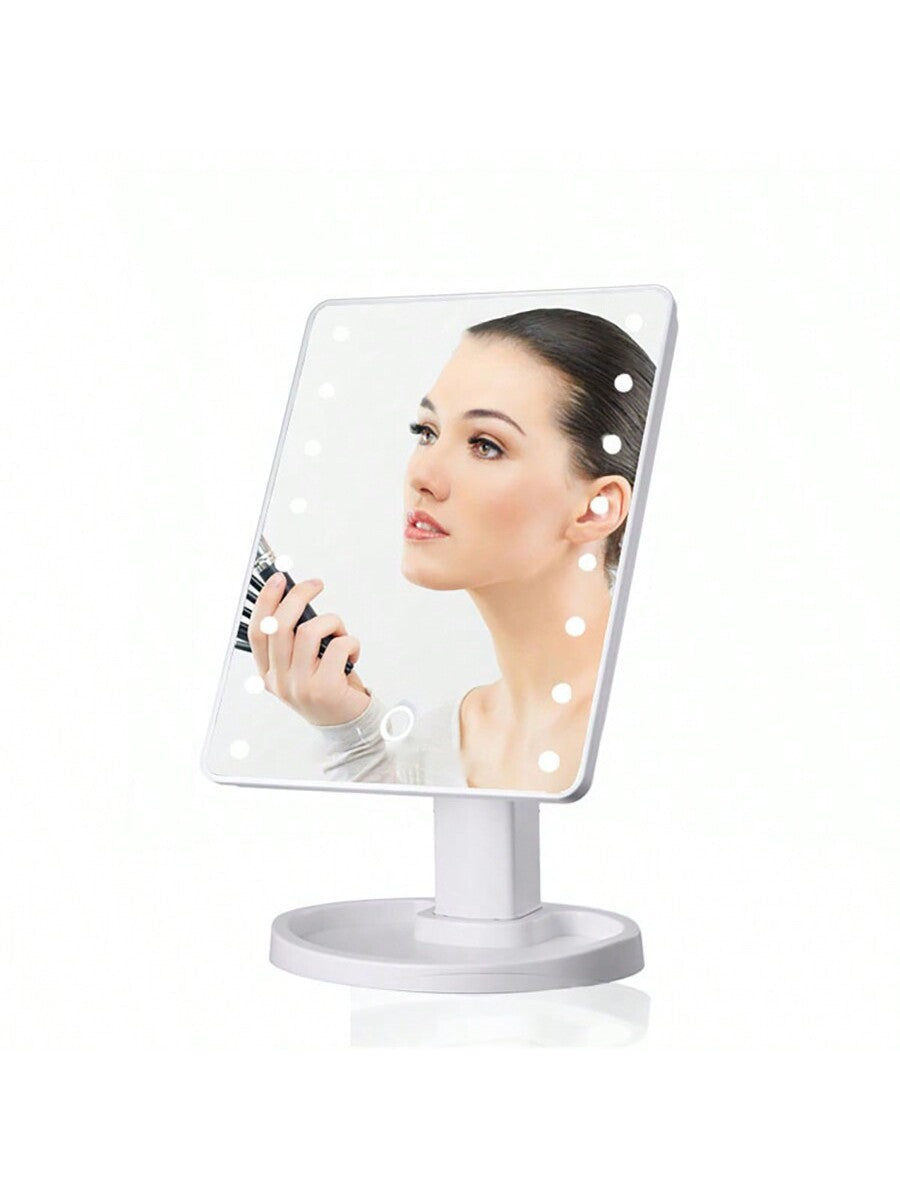 1pc 16led Makeup Mirror Light With Usb/Battery Dual Power Supply, Rotatable Tabletop Mirror With 3 Touch Screen Light Modes