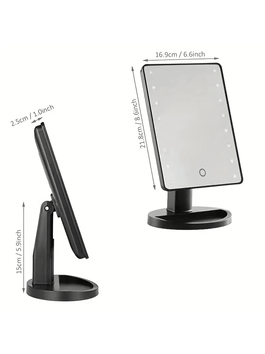 1pc 16led Makeup Mirror Light With Usb/Battery Dual Power Supply, Rotatable Tabletop Mirror With 3 Touch Screen Light Modes