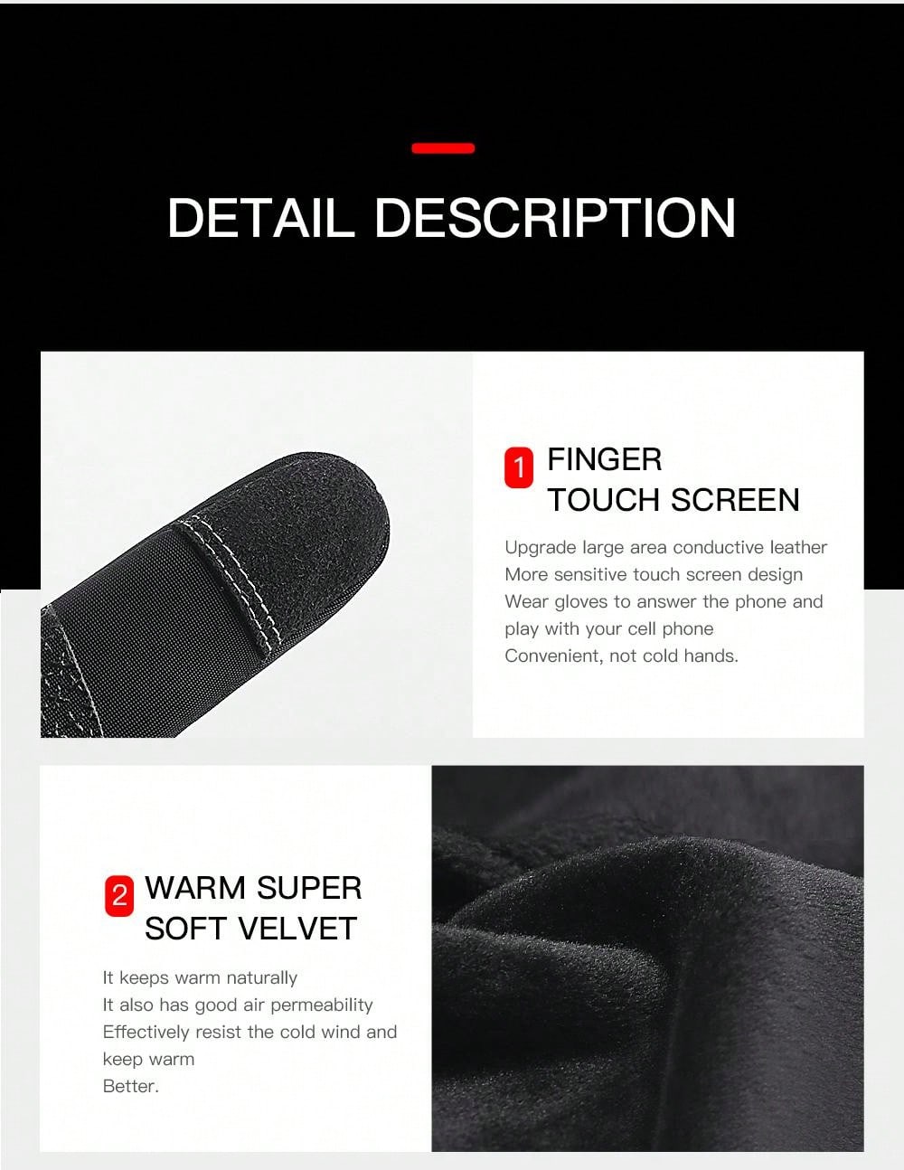 Kyncilor Kyncilor 1 Pair Winter Gloves Men Cycling Bike Women Thermal Fleece Cold Wind Waterproof Touch Screen Bicycle Warm Outdoor Running Skiing Mitten