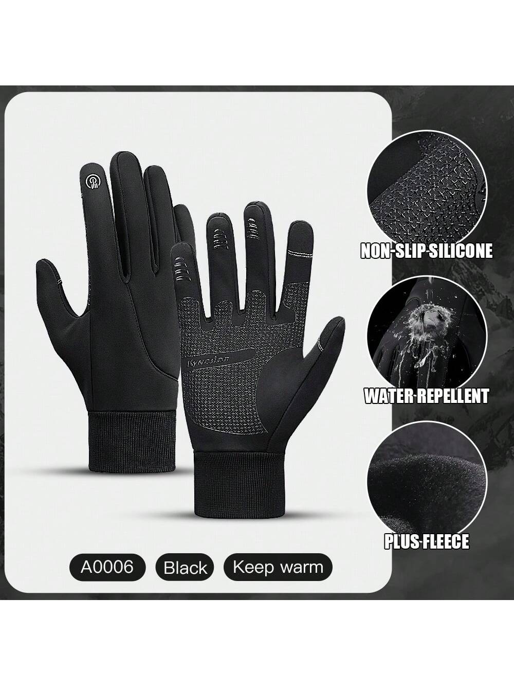 Kyncilor Kyncilor 1 Pair Winter Gloves Men Cycling Bike Women Thermal Fleece Cold Wind Waterproof Touch Screen Bicycle Warm Outdoor Running Skiing Mitten