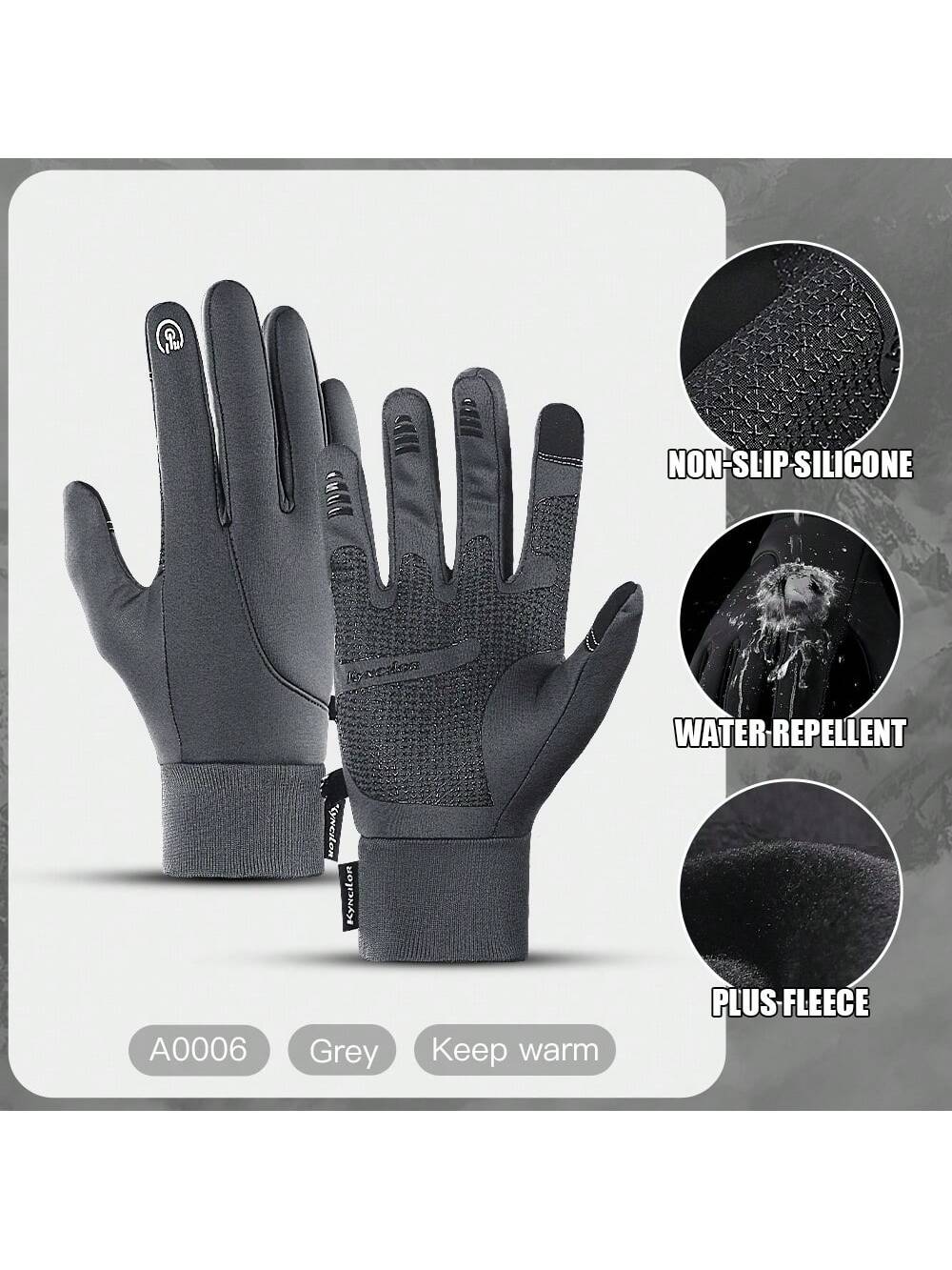 Kyncilor Kyncilor 1 Pair Winter Gloves Men Cycling Bike Women Thermal Fleece Cold Wind Waterproof Touch Screen Bicycle Warm Outdoor Running Skiing Mitten