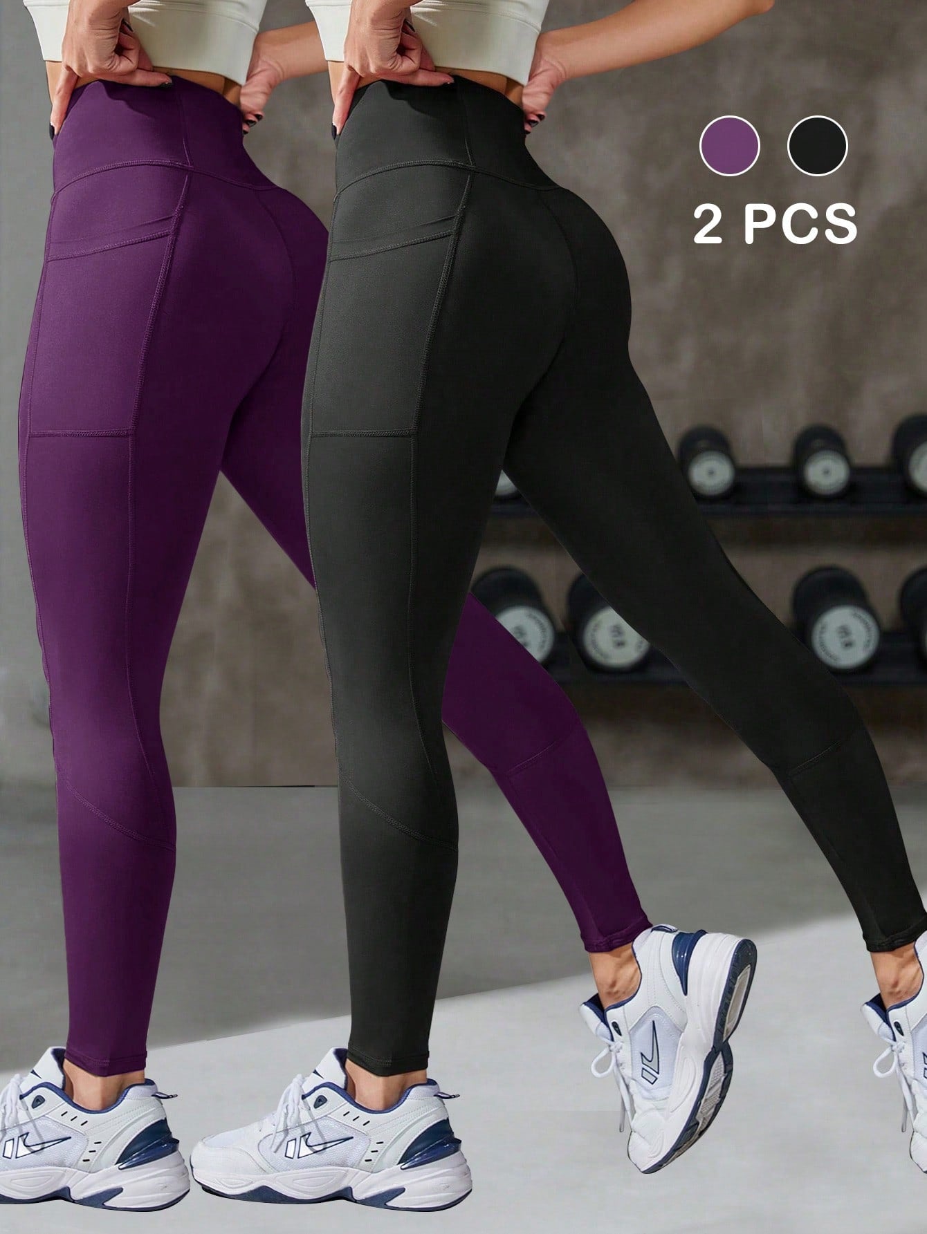 Yoga Basic Solid Color Slim-Fit Leggings, Casual Everyday Wear