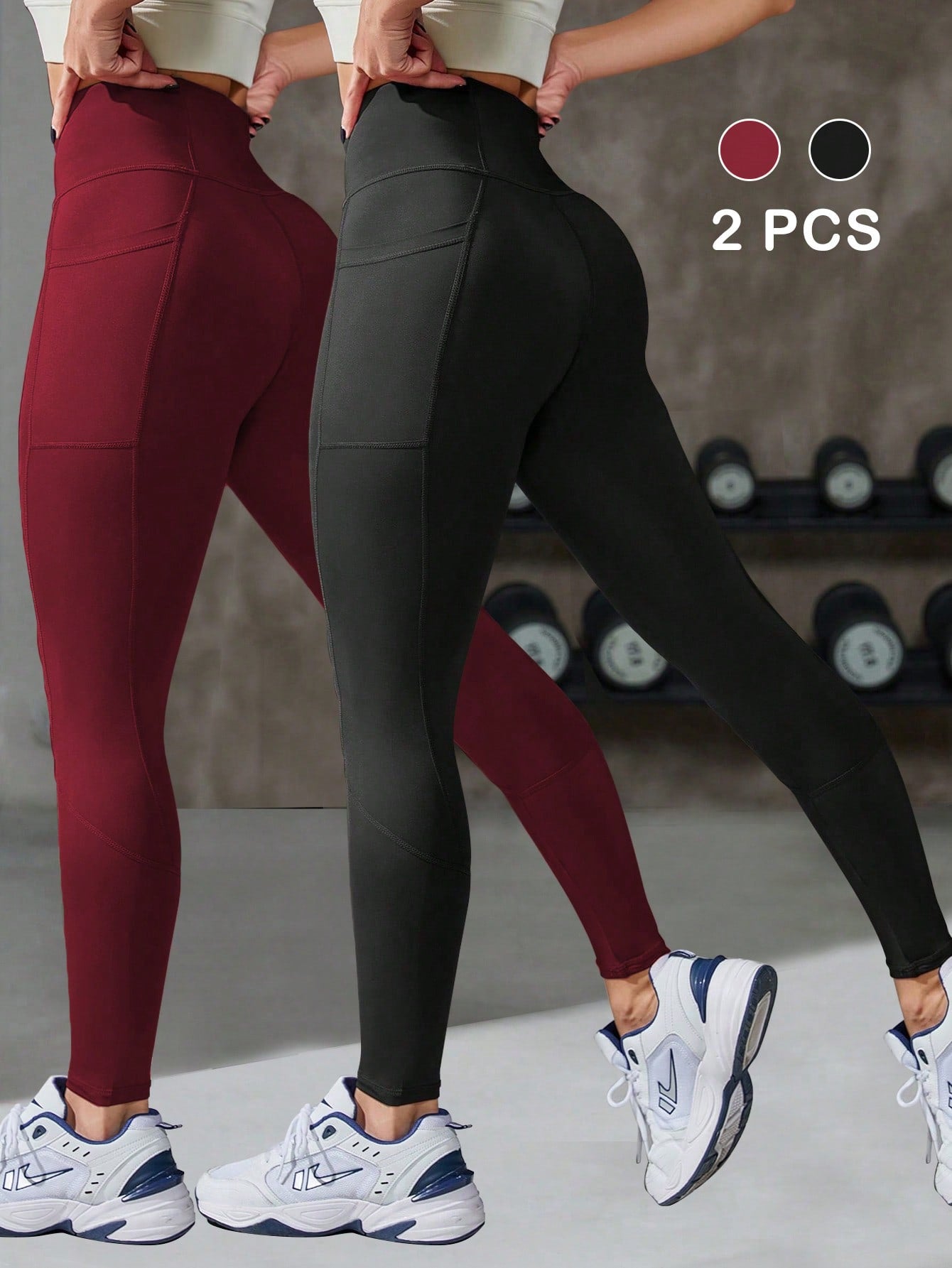 Yoga Basic Solid Color Slim-Fit Leggings, Casual Everyday Wear