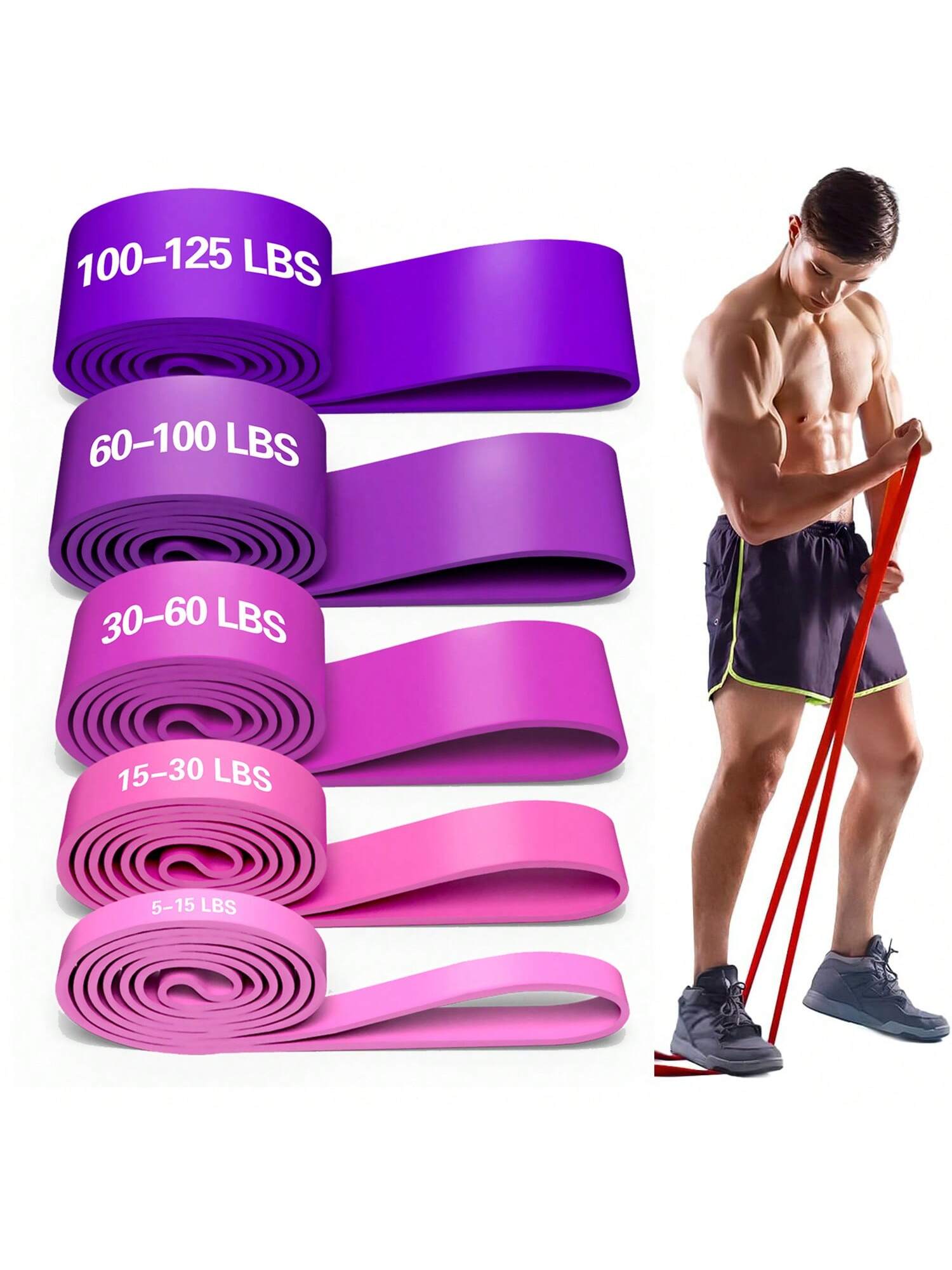 Pink Resistance Band Pull Up Band Fitness Exercise Bands Natural Latex Rubber For Workout Body Stretch Powerlifting Band Fitness Sport Training At Home/The Gym