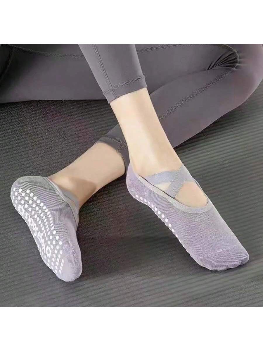 1Pair Professional Women Yoga Socks Silicone Anti-Slip Ballet Pilates Socks Women Backless Breathable Bandage Dance Sports Socks