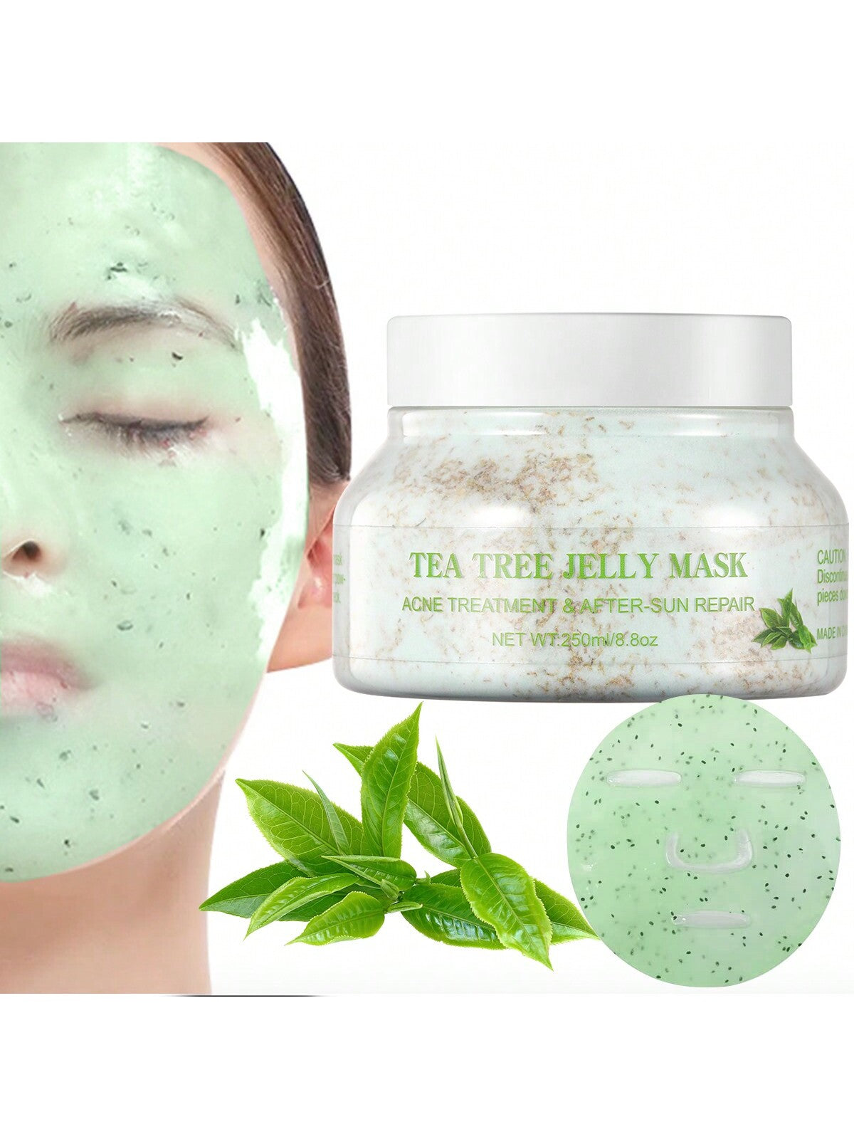 MOOYAM 250ML Jelly Mask Powder For Face,Tea Tree Moisturizing Jelly Mask, Moisturizing, Firming, Deep Cleaning And Smoothing Skin, And Professional Peeling Hydrogen Mask Powder 8.8Oz