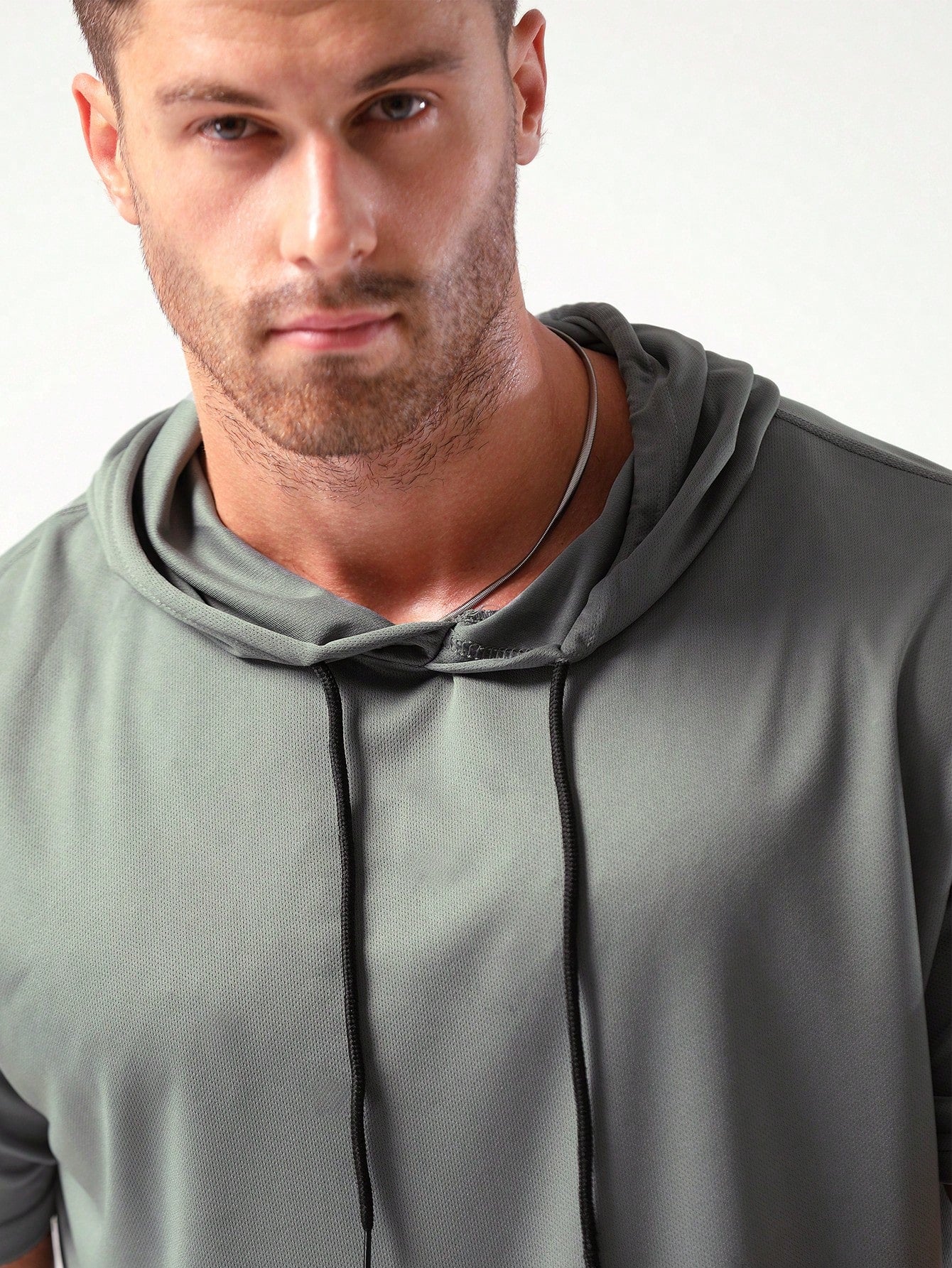 Boyfriend Style Men's Hooded Workout T-Shirts Dry Fit Moisture Wicking Short Sleeve Mesh Athletic T-Shirts