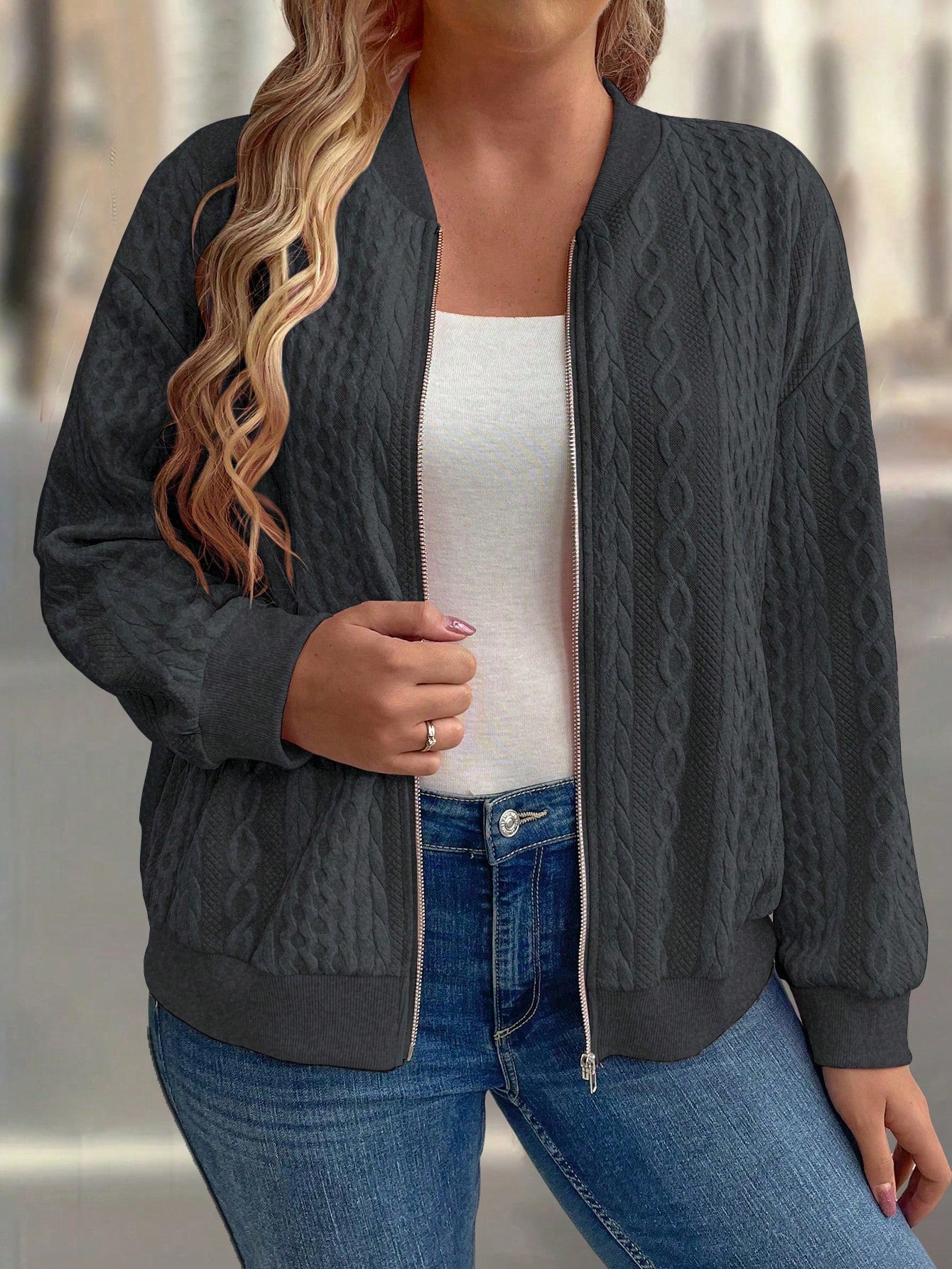 LUNE Fashionable 3D Design Comfortable Plus Size Women Jacket With Zipper