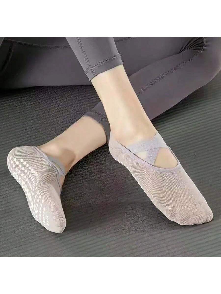 1Pair Professional Women Yoga Socks Silicone Anti-Slip Ballet Pilates Socks Women Backless Breathable Bandage Dance Sports Socks