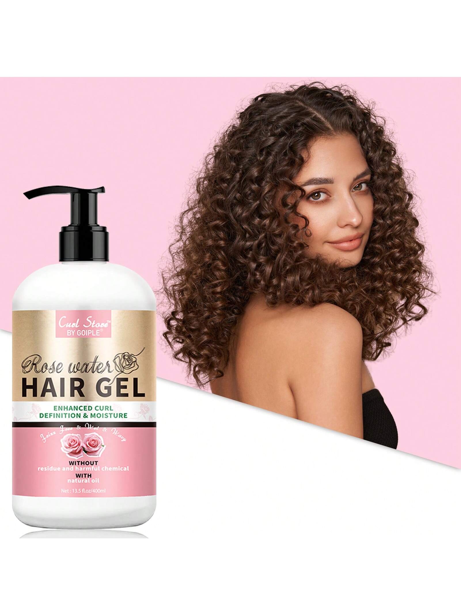 Goiple Curl Defining Cream For Wavy Hair Anti-Frizz Curly Enhancer Smooth Hair Nourishing Conditioner Natural Ingredients Moisturizing Styling Gel Rose Scent