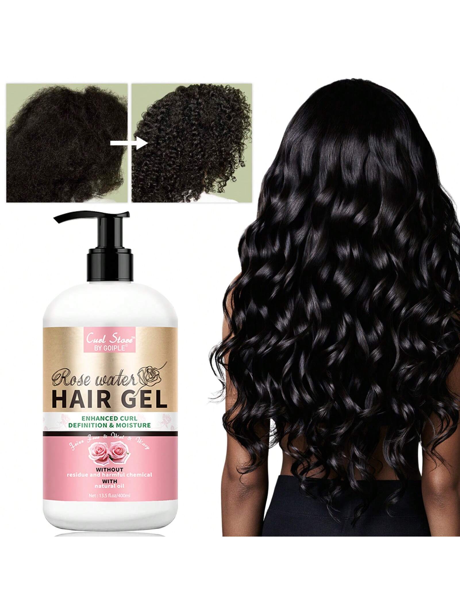 Goiple Curl Defining Cream For Wavy Hair Anti-Frizz Curly Enhancer Smooth Hair Nourishing Conditioner Natural Ingredients Moisturizing Styling Gel Rose Scent