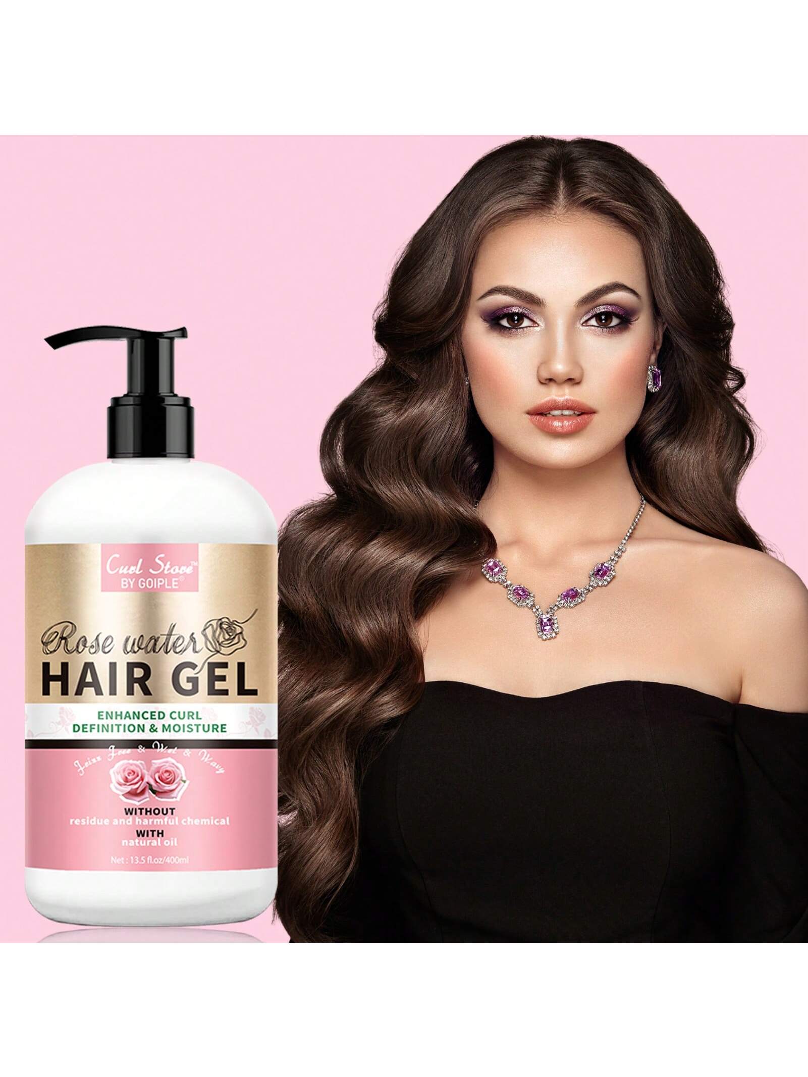 Goiple Curl Defining Cream For Wavy Hair Anti-Frizz Curly Enhancer Smooth Hair Nourishing Conditioner Natural Ingredients Moisturizing Styling Gel Rose Scent