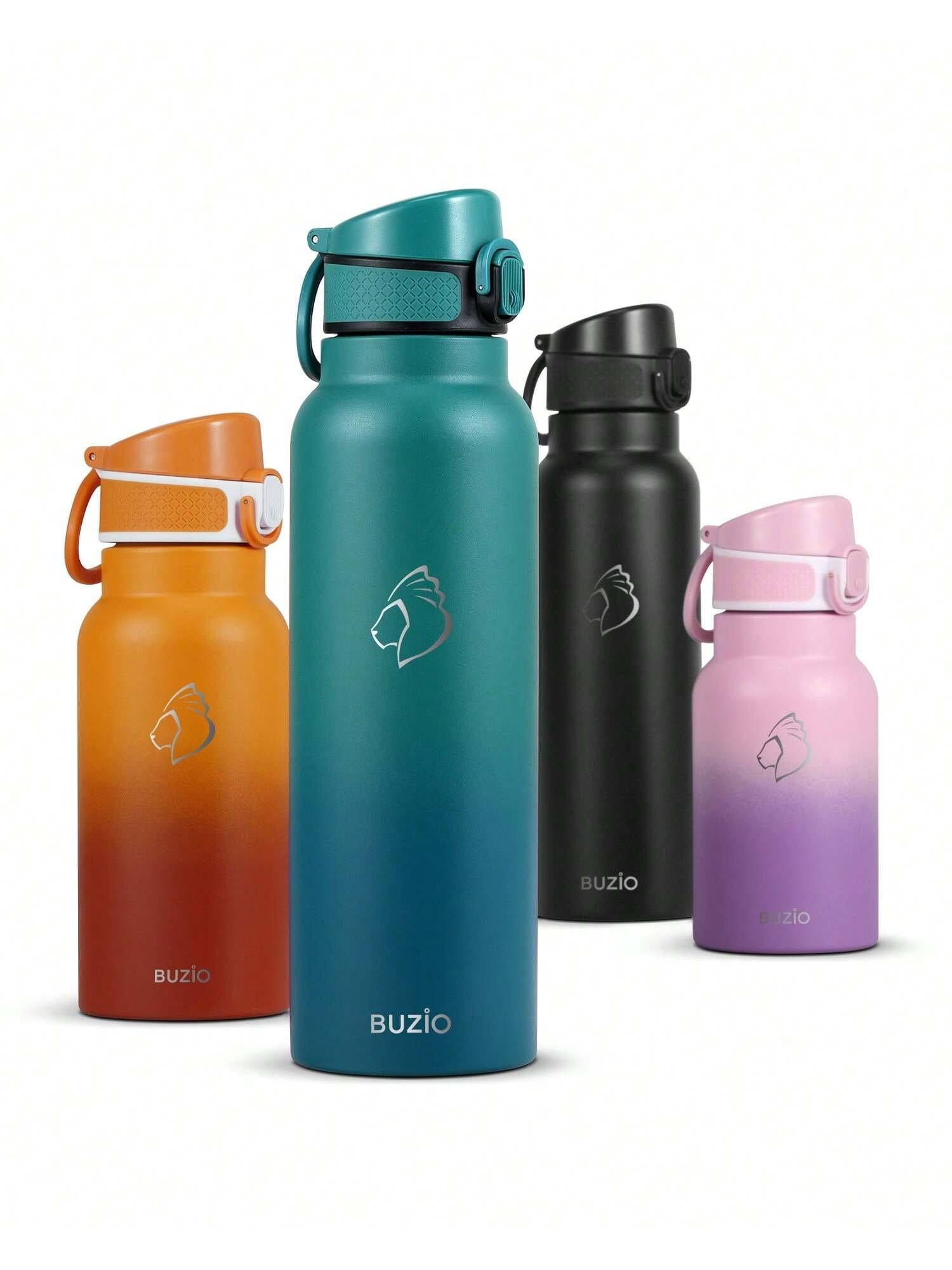 BUZIO BUZIO Stainless Steel Water Bottle With Flip Straw Lid, Vacuum Insulated Thermo Flask For Teens Drinking Double Wall Leakproof Travel Tumbler For School, Easy One-Handed Use