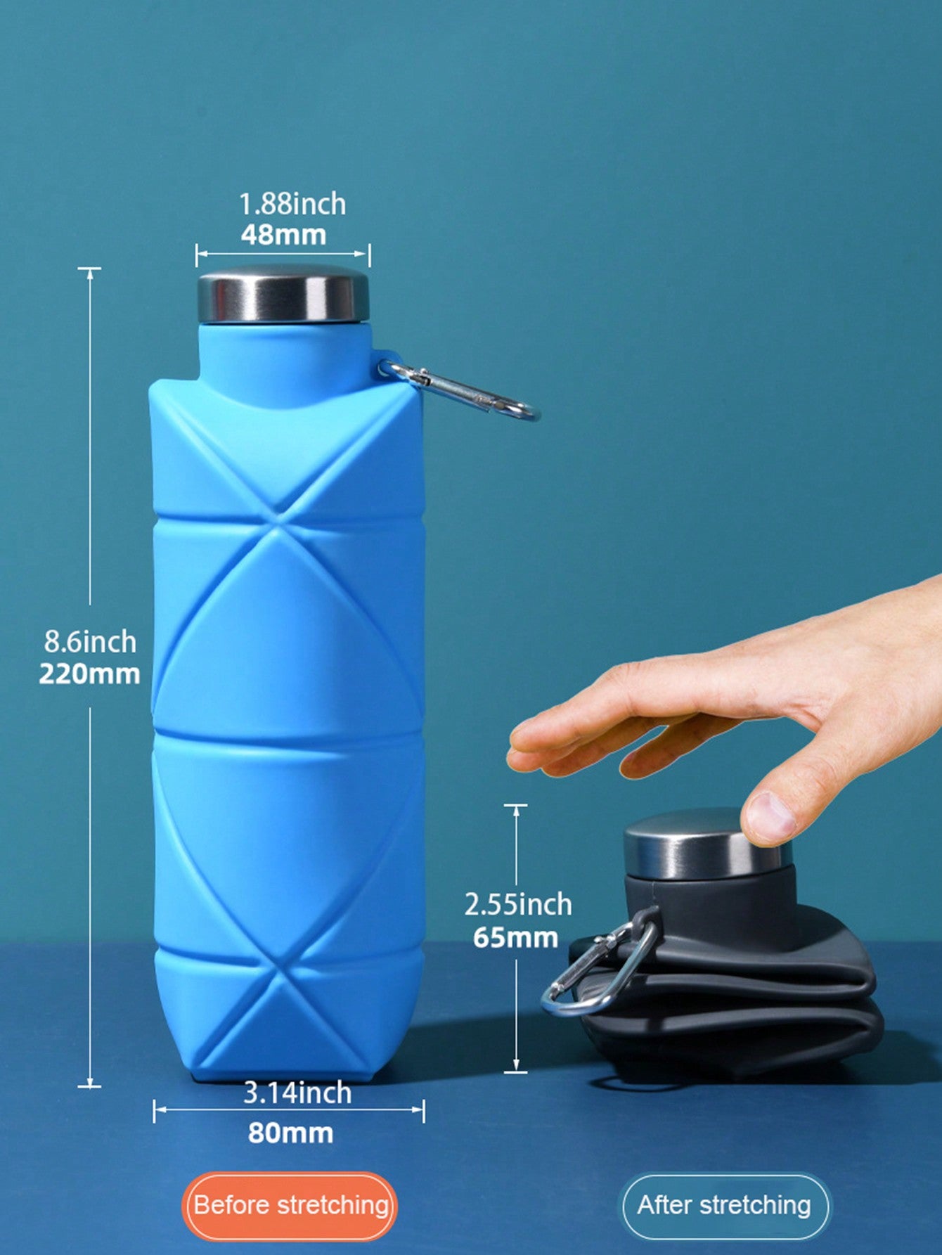 1PCCollapsible Water Bottle, Silicone Foldable Water Bottles For Travel, Easy-To-Carry Design And Compact Size, Suitable For Travel, Mountain Climbing, Outdoor Sports And Other Daily Birthday Use