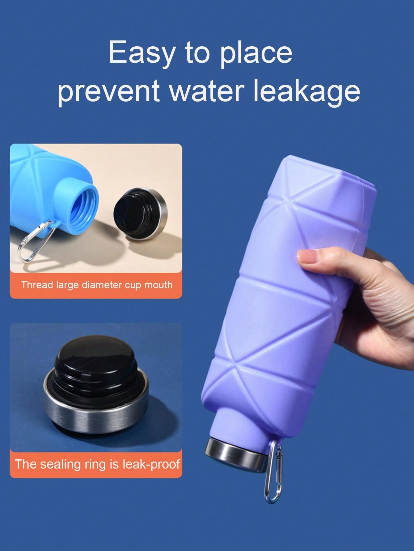 1PCCollapsible Water Bottle, Silicone Foldable Water Bottles For Travel, Easy-To-Carry Design And Compact Size, Suitable For Travel, Mountain Climbing, Outdoor Sports And Other Daily Birthday Use