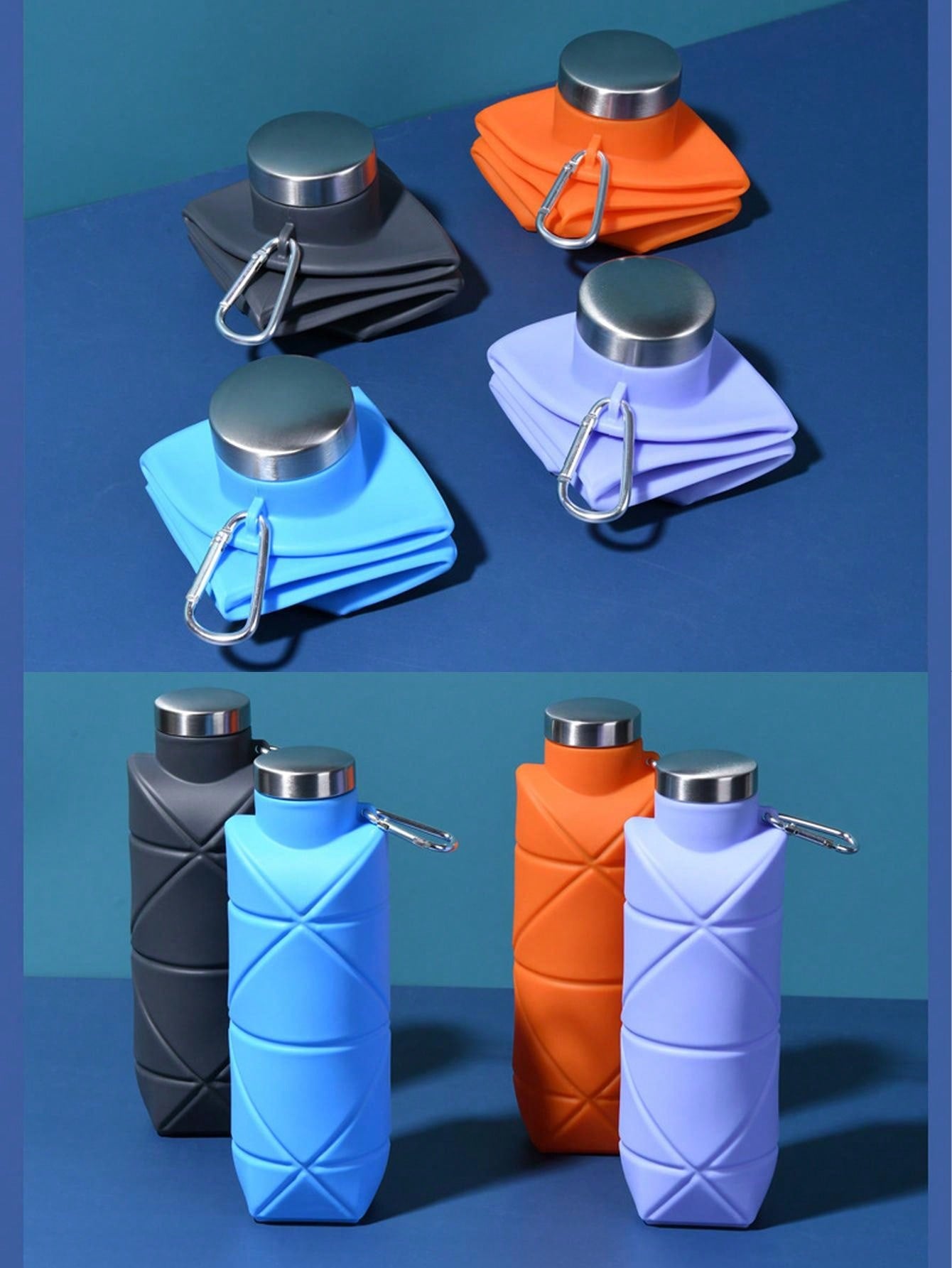 1PCCollapsible Water Bottle, Silicone Foldable Water Bottles For Travel, Easy-To-Carry Design And Compact Size, Suitable For Travel, Mountain Climbing, Outdoor Sports And Other Daily Birthday Use