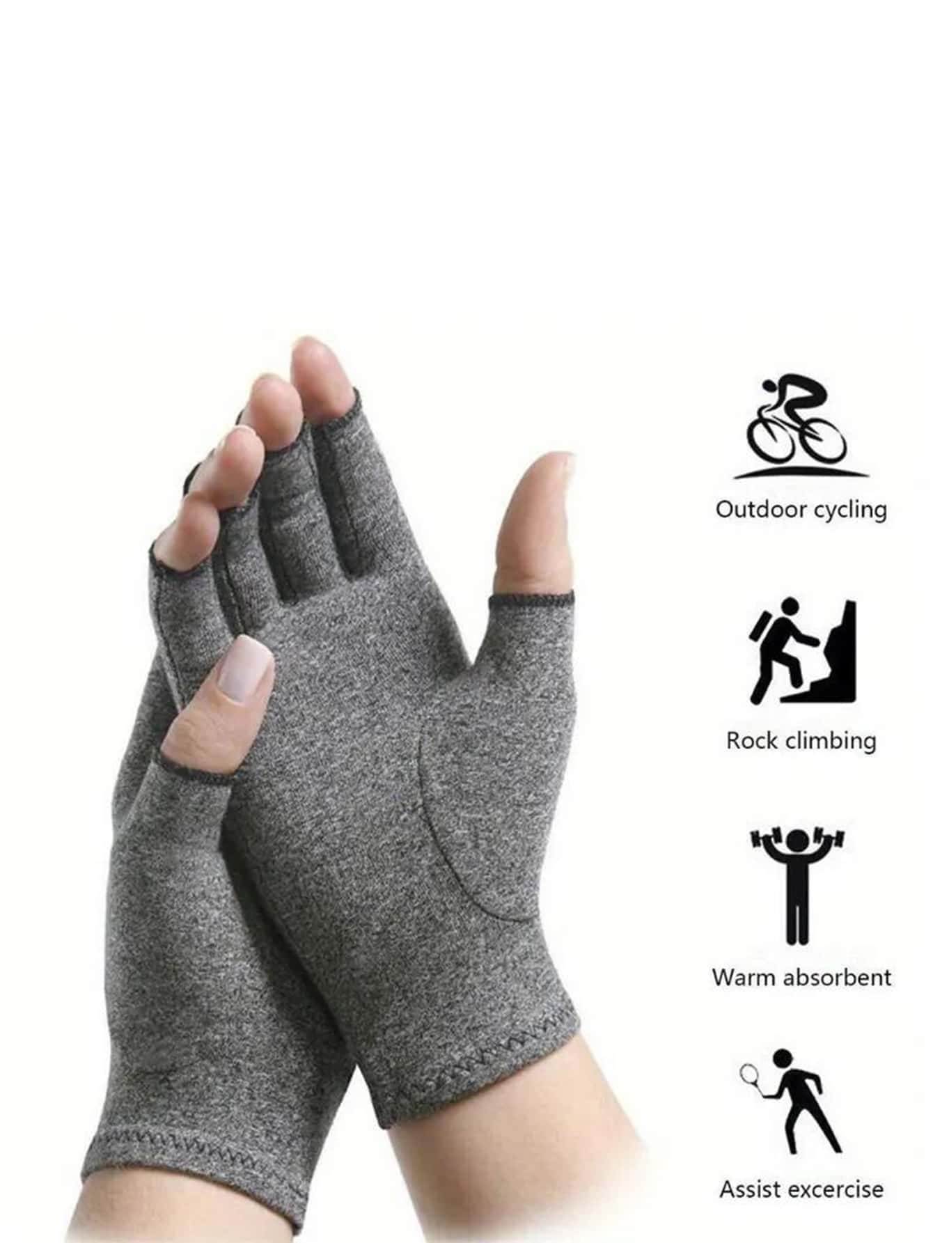 1 Pair Unisex High-Grade Compression Gloves, Suitable For Daily Use, Typing, Working, Fitness And Exercise - Sports Half Finger Gloves With Thumb - Open Finger Fitted Glove