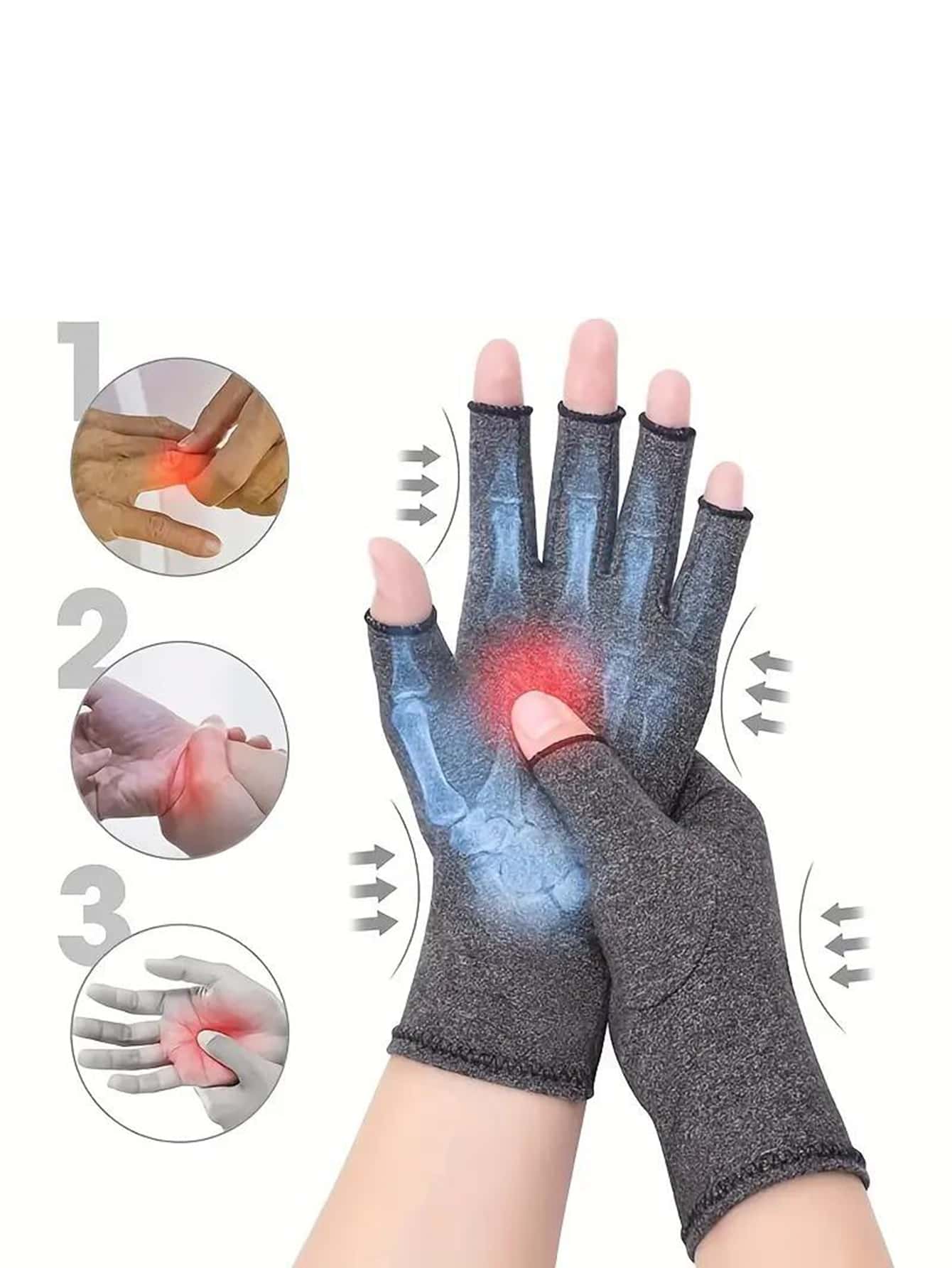 1 Pair Unisex High-Grade Compression Gloves, Suitable For Daily Use, Typing, Working, Fitness And Exercise - Sports Half Finger Gloves With Thumb - Open Finger Fitted Glove