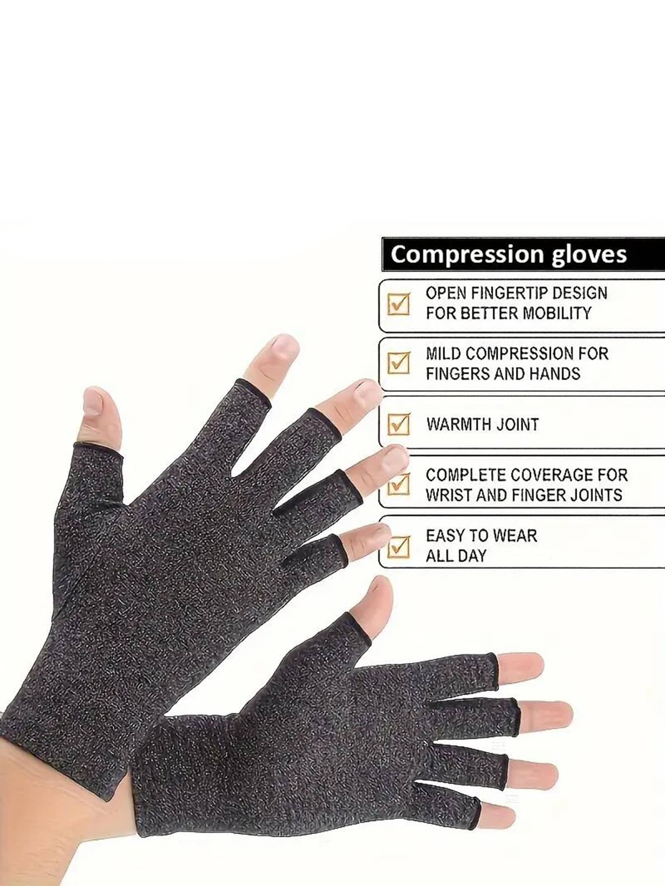 1 Pair Unisex High-Grade Compression Gloves, Suitable For Daily Use, Typing, Working, Fitness And Exercise - Sports Half Finger Gloves With Thumb - Open Finger Fitted Glove