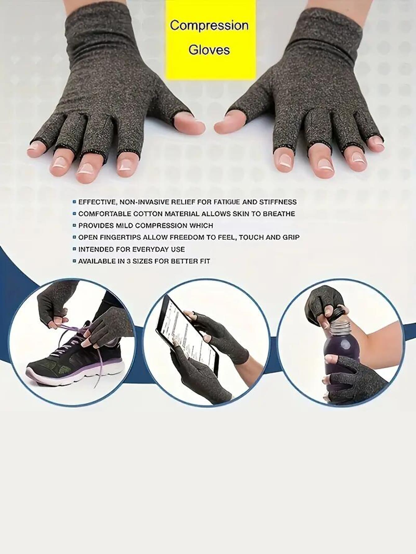 1 Pair Unisex High-Grade Compression Gloves, Suitable For Daily Use, Typing, Working, Fitness And Exercise - Sports Half Finger Gloves With Thumb - Open Finger Fitted Glove