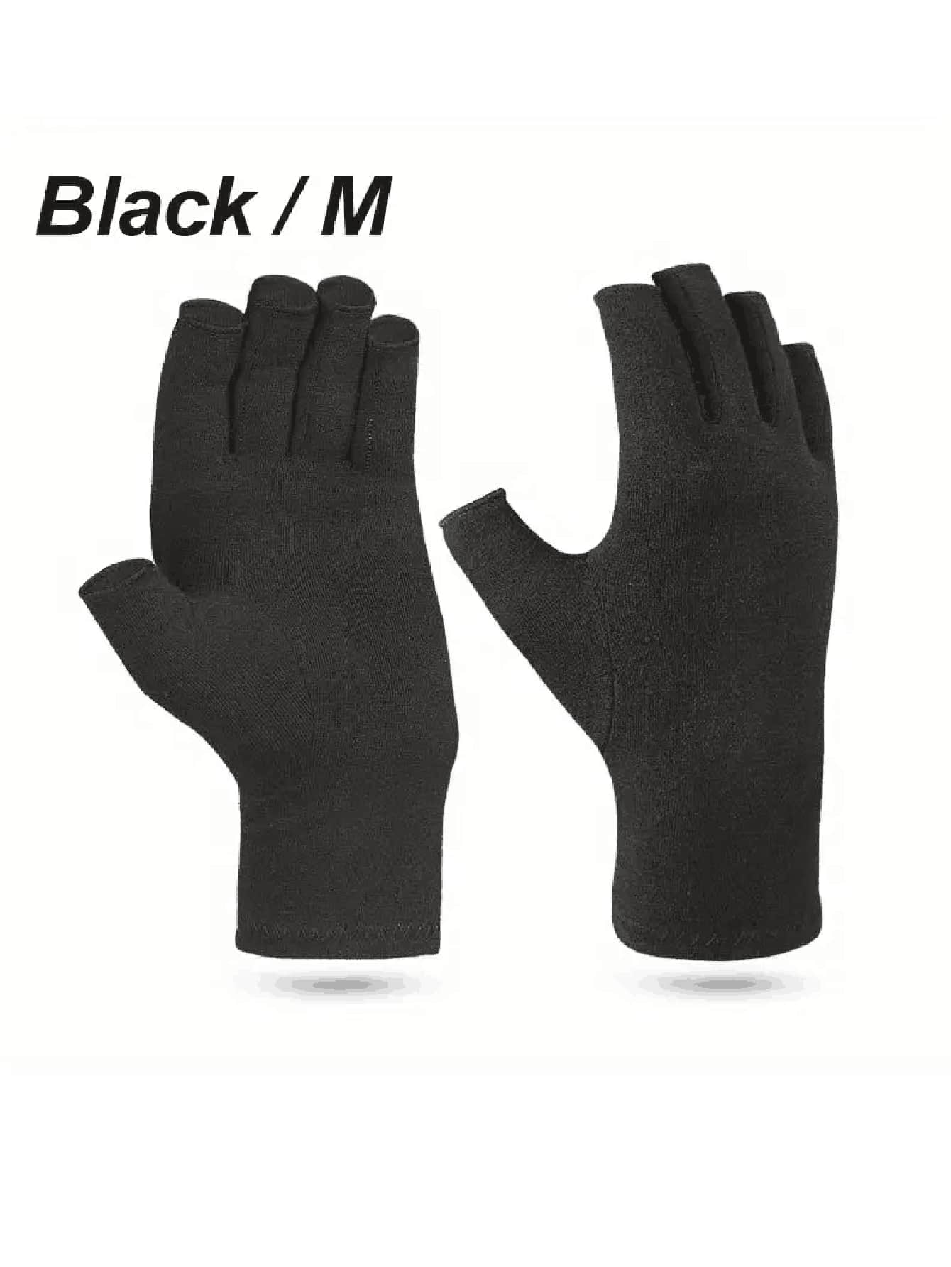 1 Pair Unisex High-Grade Compression Gloves, Suitable For Daily Use, Typing, Working, Fitness And Exercise - Sports Half Finger Gloves With Thumb - Open Finger Fitted Glove