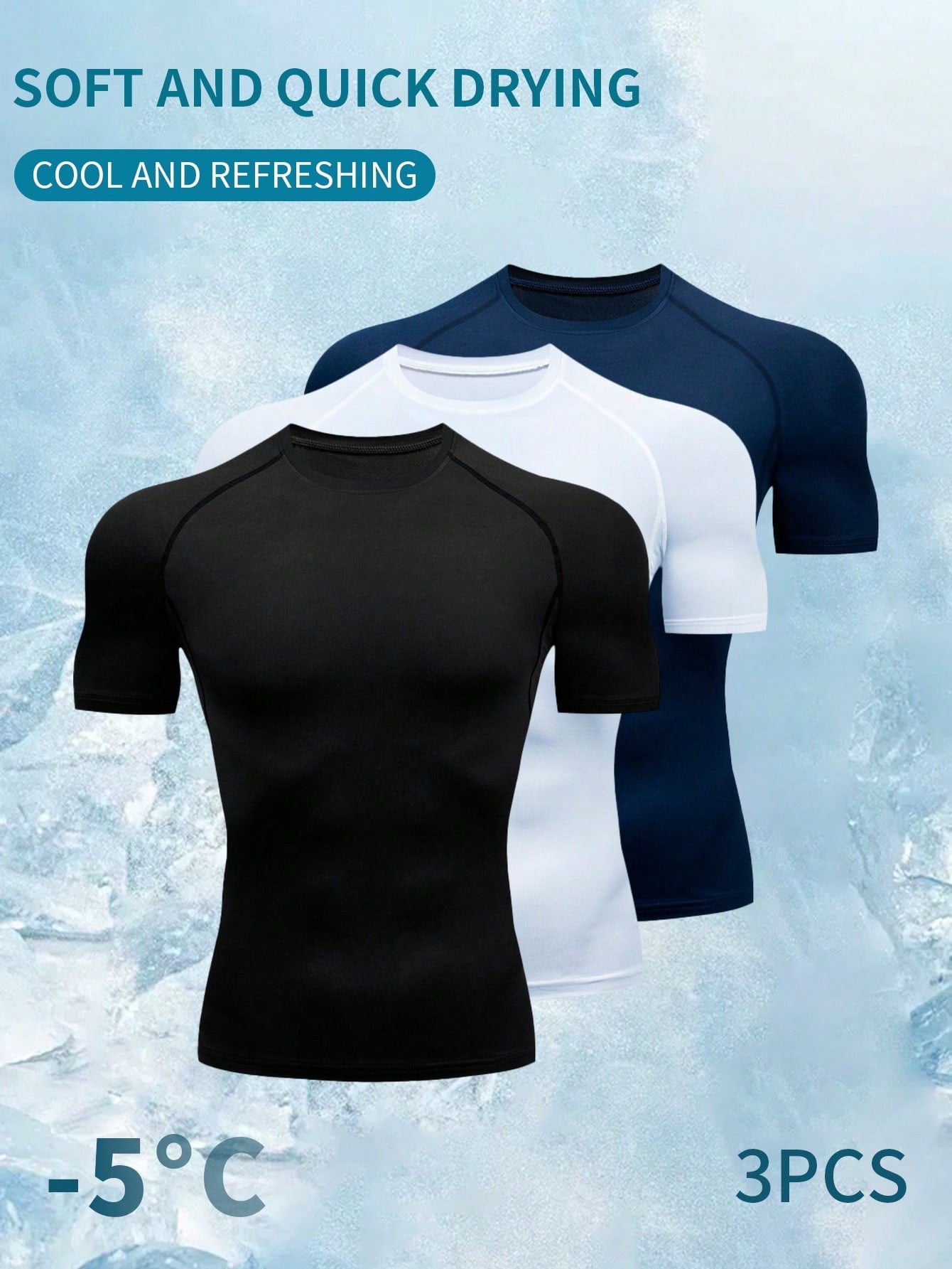 3pcs Boyfriend Style Men's Compression Short Sleeve Shirt For Gym, Running And Workout