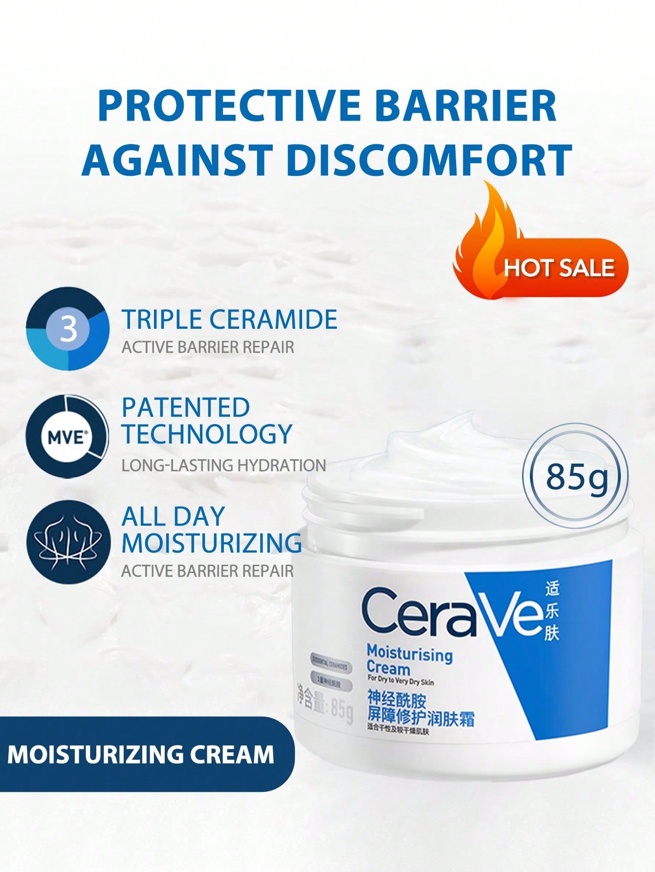 CeraVe Moisturizing Cream, 85g, For Dry To Very Dry Skin, Moisturizing