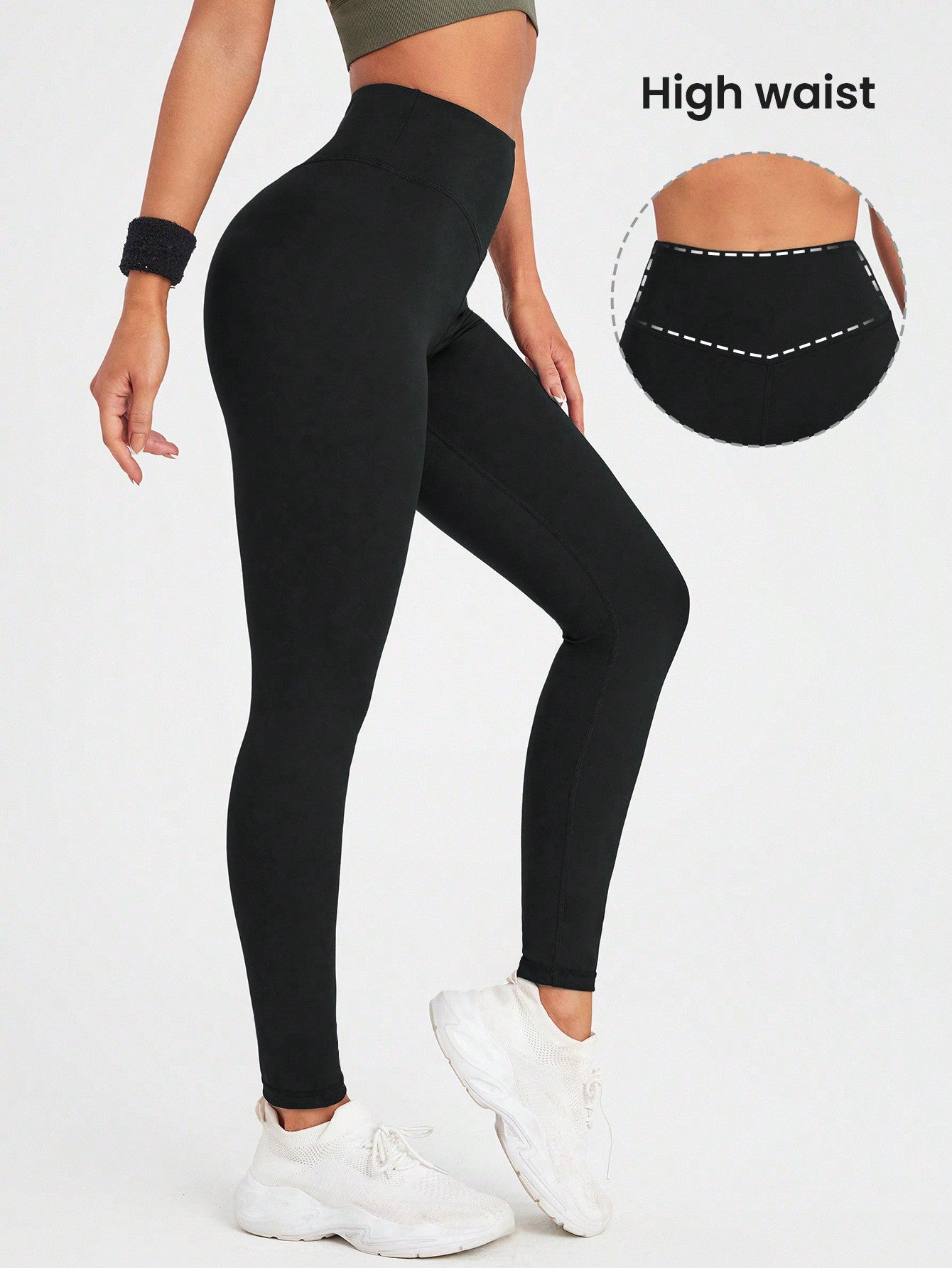 SHEIN Sport Lifespree Women's Solid High Waist Casual Fitness Leggings