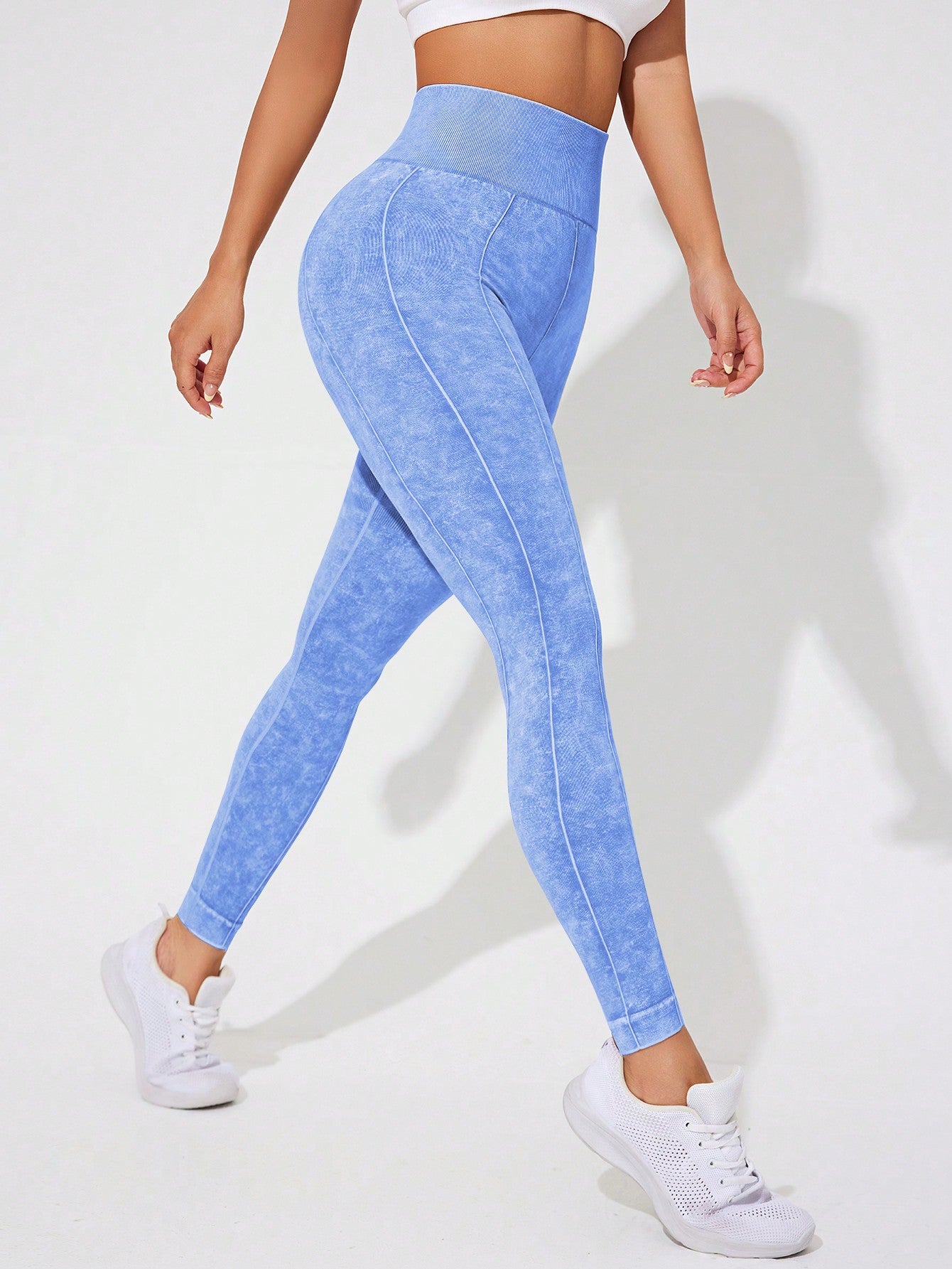 Sport Studio Women's Blue High-Waisted Sports Leggings Suitable For Yoga, Training, And Daily Wear