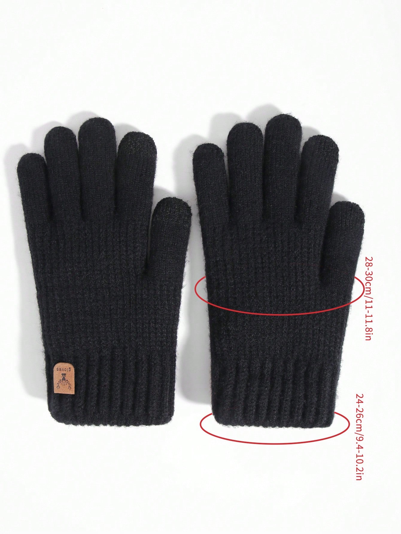 1pair Winter Men's Double-Layered Thickened Touch Screen Texting Warm Gloves, Knitted Stripe