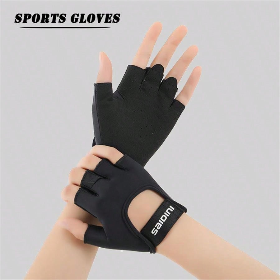 1pair Women's Knitted Breathable Sport Gloves, Wear-Resistant Protective Anti-Slip With Silicon Gel Vents Half- Gloves For Fitness, Outdoor Sports, Cycling, Driving Equipment