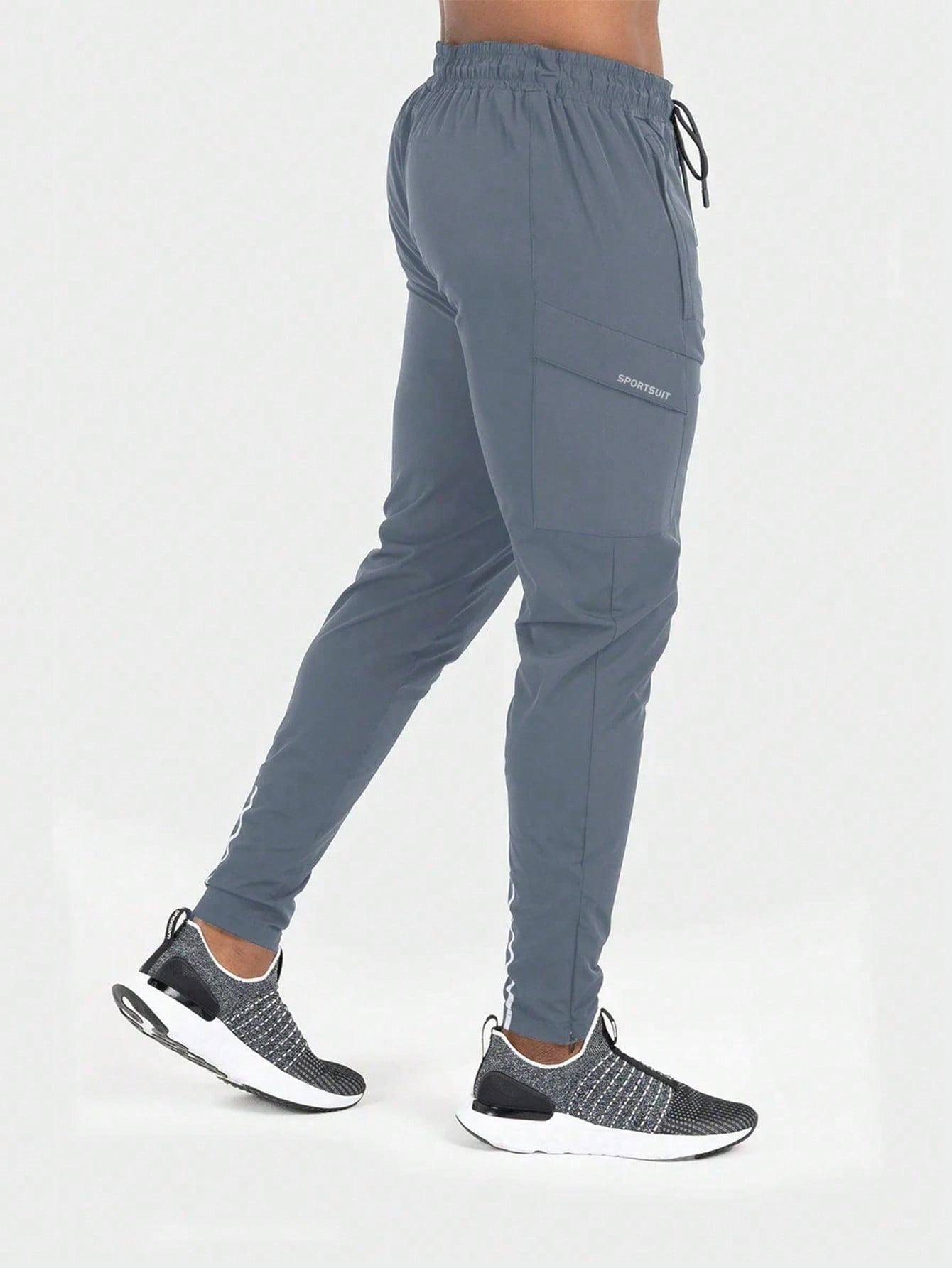 Manfinity Fitness Men's Casual Simple Letter Print Drawstring Waist Sports Pants